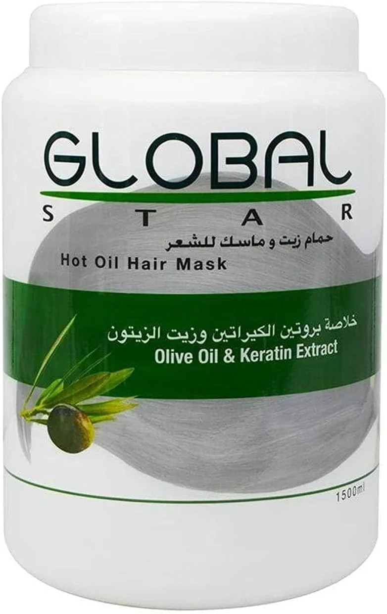 ماسک مو روغن زیتون و عصاره کراتین گلوبال استار، 1.5 لیتر، چند رنگ