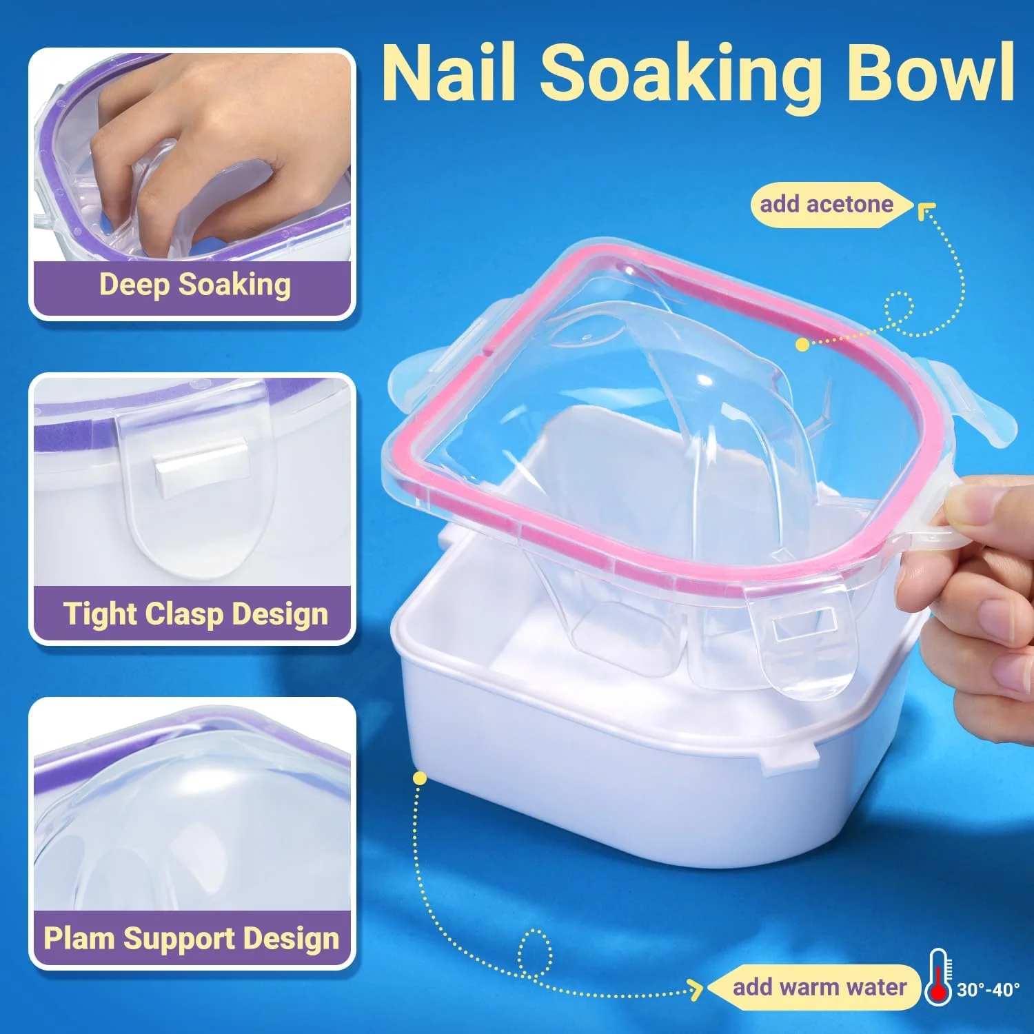 ست کاسه خیساندن ناخن TsMADDTs شامل 12 قطعه، کیت ریموور لاک ژل استون با 2 عدد کاسه خیساندن ناخن برای دست، ابزار ریموور کوتیکول، روغن کوتیکول، سوهان، بافر، برس، کیت ریموور دیپ