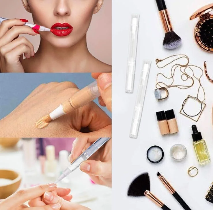 بسته 10 عددی قلم های پیچشی شفاف 3 میلی لیتری، قلم روغن کوتیکول ناخن خالی با نوک برس دار، ظروف اپلیکاتور براق کننده لب آرایشی، لوله مایع رشد مژه