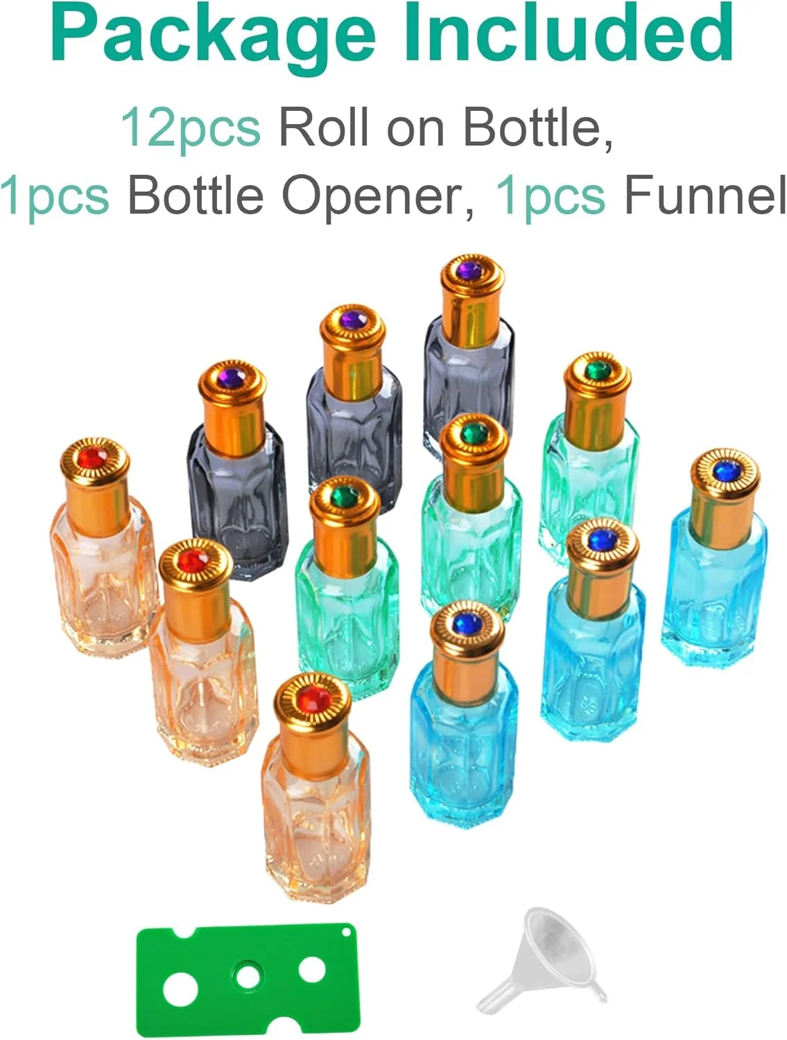 بطری های غلطکی روغن ضروری TERRIFI، 12 میلی لیتر 12 عدد بطری شیشه ای غلطکی، بطری های غلطکی خالی برای روغن ضروری