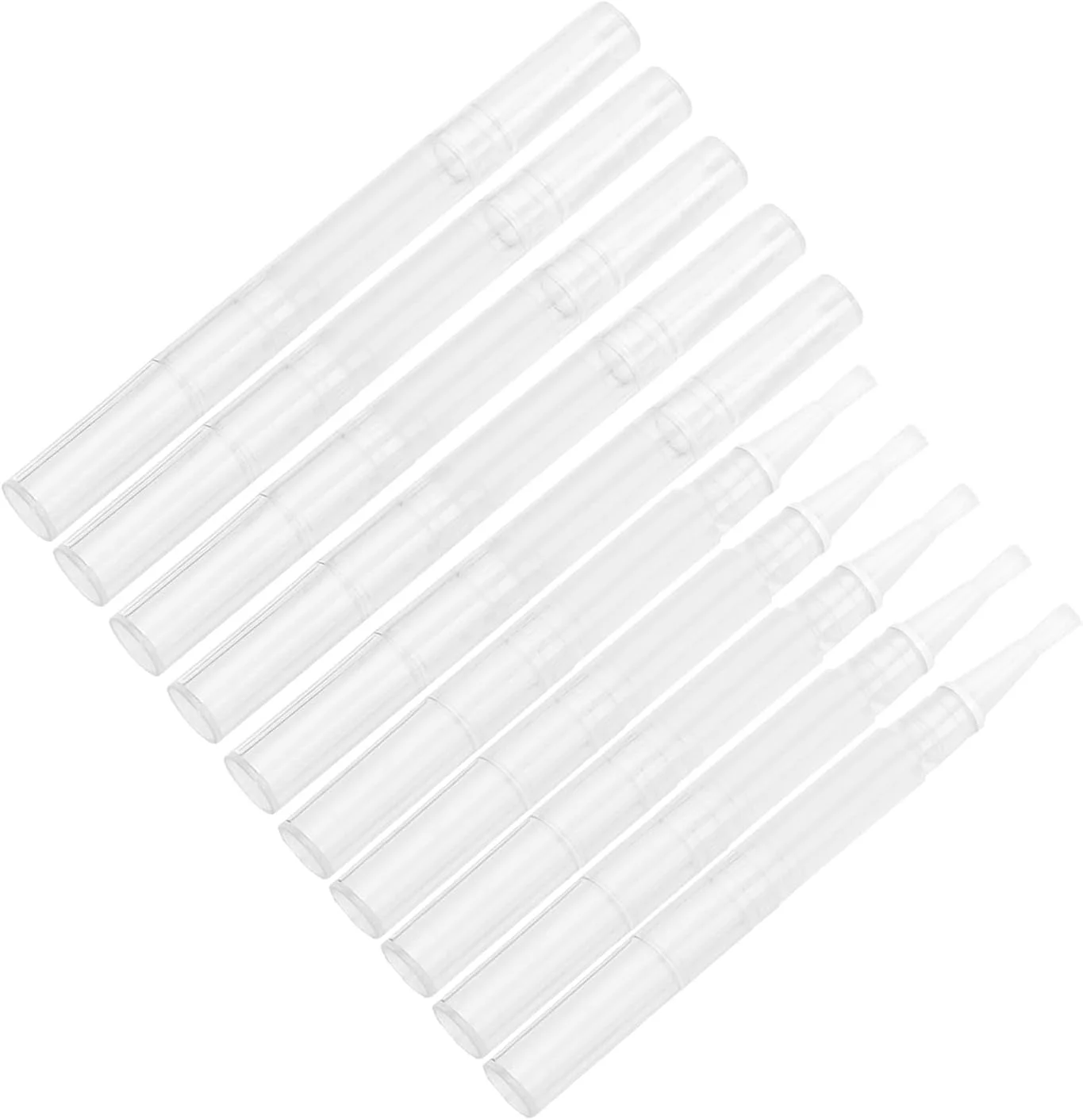 ۱۰ عدد قلم روغن ناخن خالی ۳ میلی لیتری با برس، قابل پر کردن مجدد، محفظه شفاف روغن کوتیکول، قلم های پیچشی مسافرتی شفاف برای مراقبت از ناخن، روغن های ضروری، براق کننده لب، مایع آرایشی DIY