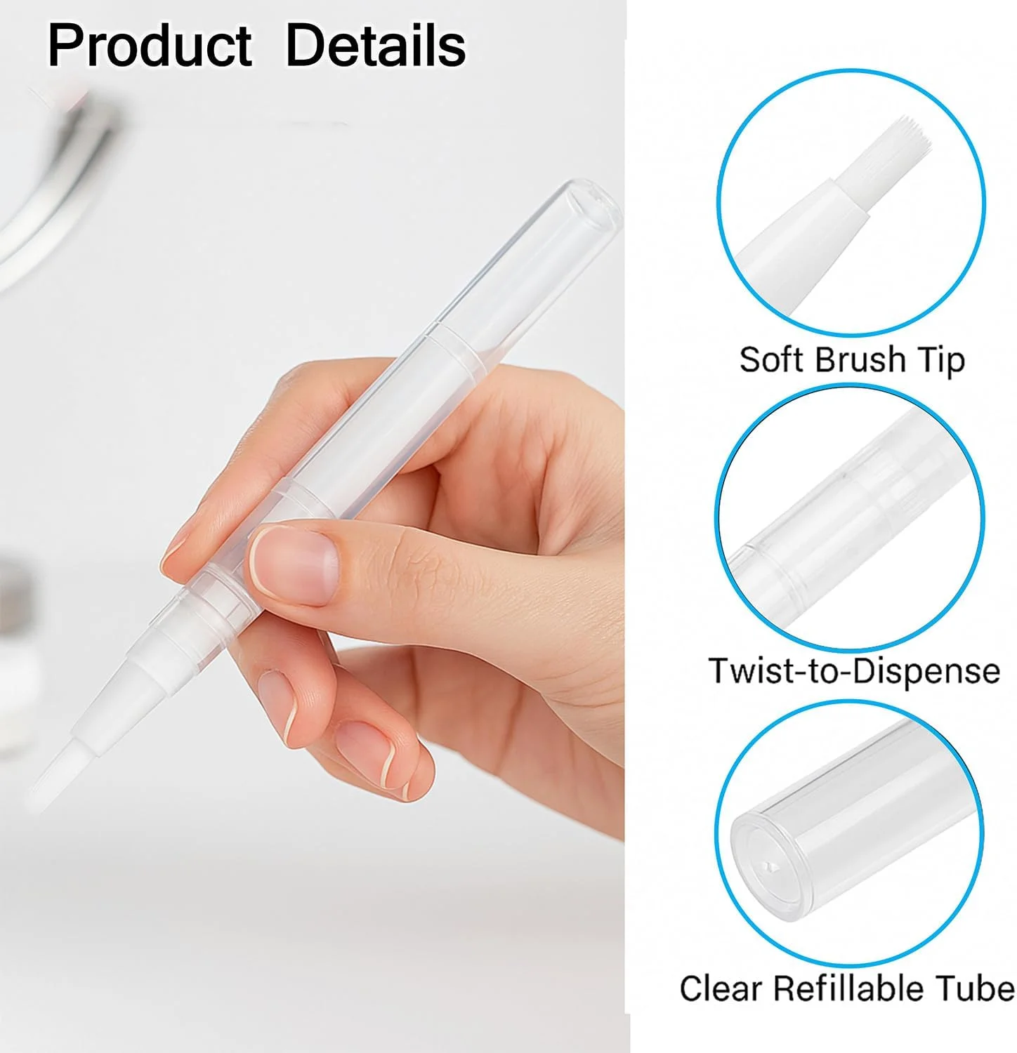 ۱۰ عدد قلم روغن ناخن خالی ۳ میلی لیتری با برس، قابل پر کردن مجدد، محفظه شفاف روغن کوتیکول، قلم های پیچشی مسافرتی شفاف برای مراقبت از ناخن، روغن های ضروری، براق کننده لب، مایع آرایشی DIY