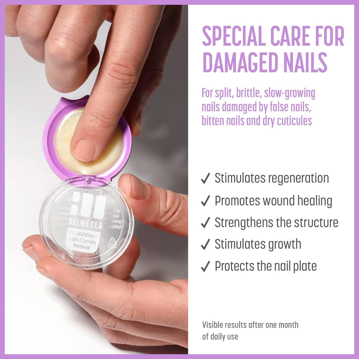 BELWEDER - موم ترمیم کننده ناخن و کوتیکول با پانتنول 5.5 میلی لیتر - مراقبت از ناخن های آسیب دیده - تحریک بازسازی پس از برداشتن ناخن های مصنوعی - تقویت و ترمیم - برای زنان و مردان