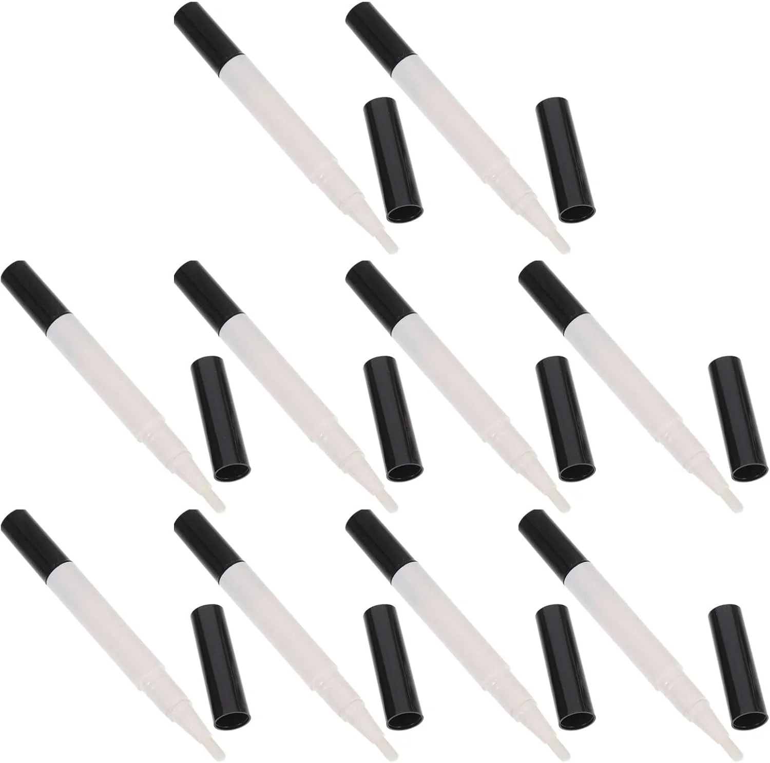 ۱۰ عدد قلم پیچشی خالی ۳ میلی لیتری روغن ناخن، ظرف لوازم آرایشی، برس های براق کننده لب، قلم روغن کوتیکول با نوک برس برای براق کننده لب و لاک ناخن (سفید + مشکی) ۱۰ عدد قلم پیچشی خالی ۳ میلی لیتری روغن ناخن، ظرف لوازم آرایشی، برس های براق کننده لب، قلم روغن کوتیکول با نوک برس برای براق کننده لب و لاک ناخن (سفید + مشکی)