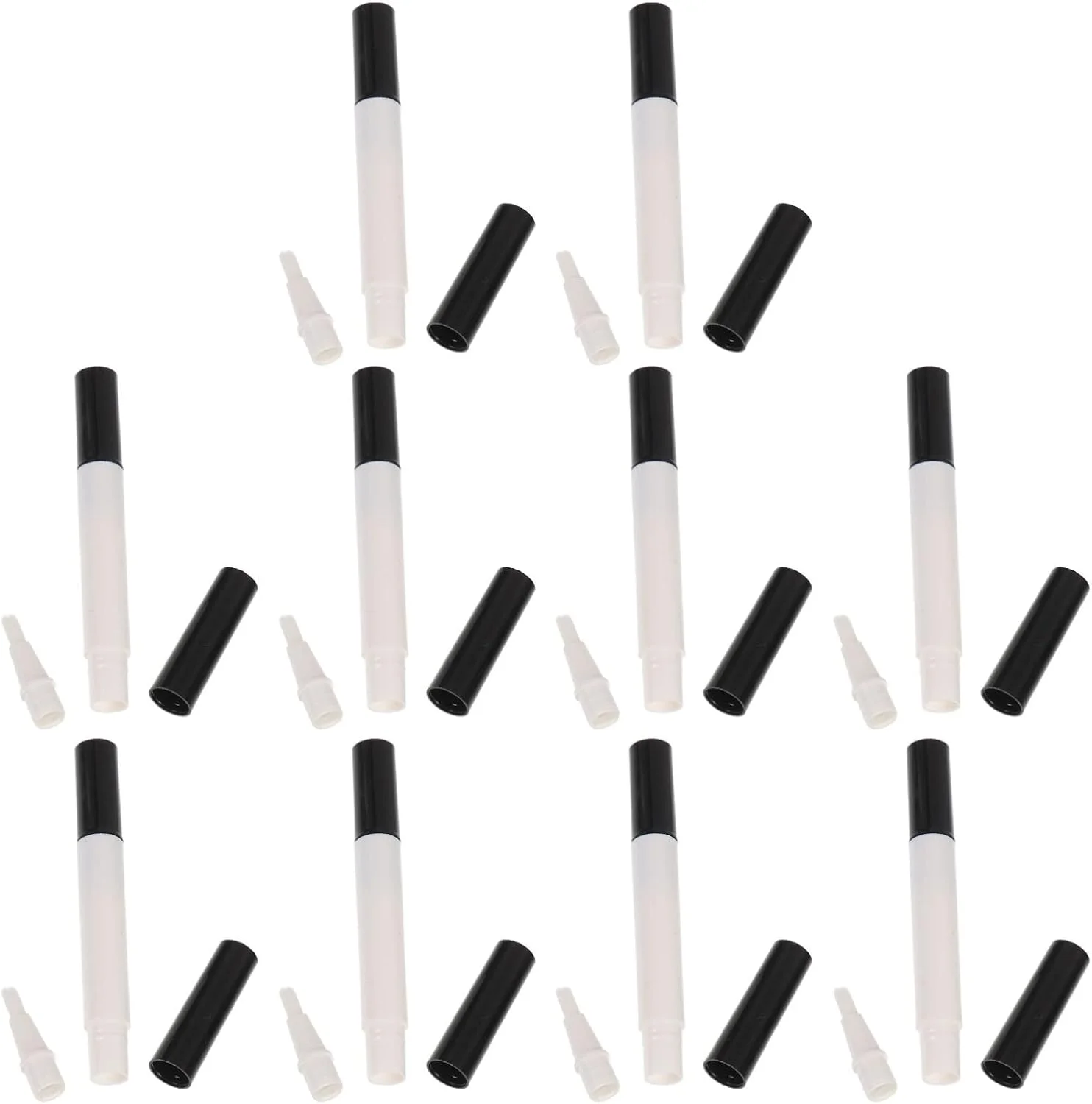 ۱۰ عدد قلم پیچشی خالی ۳ میلی لیتری روغن ناخن، ظرف لوازم آرایشی، برس های براق کننده لب، قلم روغن کوتیکول با نوک برس برای براق کننده لب و لاک ناخن (سفید + مشکی) ۱۰ عدد قلم پیچشی خالی ۳ میلی لیتری روغن ناخن، ظرف لوازم آرایشی، برس های براق کننده لب، قلم روغن کوتیکول با نوک برس برای براق کننده لب و لاک ناخن (سفید + مشکی)