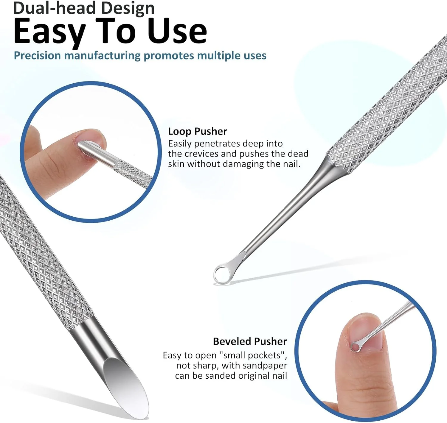 ابزار عقبراننده کوتیکول ناخن، استیل ضد زنگ، دو سر، از بین برنده پوست مرده، پاک کننده لاک ژل ناخن، ابزار تمیز کننده و لایه بردار کوتیکول به همراه ورق سنباده برای مانیکور و پدیکور ابزار عقبراننده کوتیکول ناخن، استیل ضد زنگ، دو سر، از بین برنده پوست مرده، پاک کننده لاک ژل ناخن، ابزار تمیز کننده و لایه بردار کوتیکول به همراه ورق سنباده برای مانیکور و پدیکور
