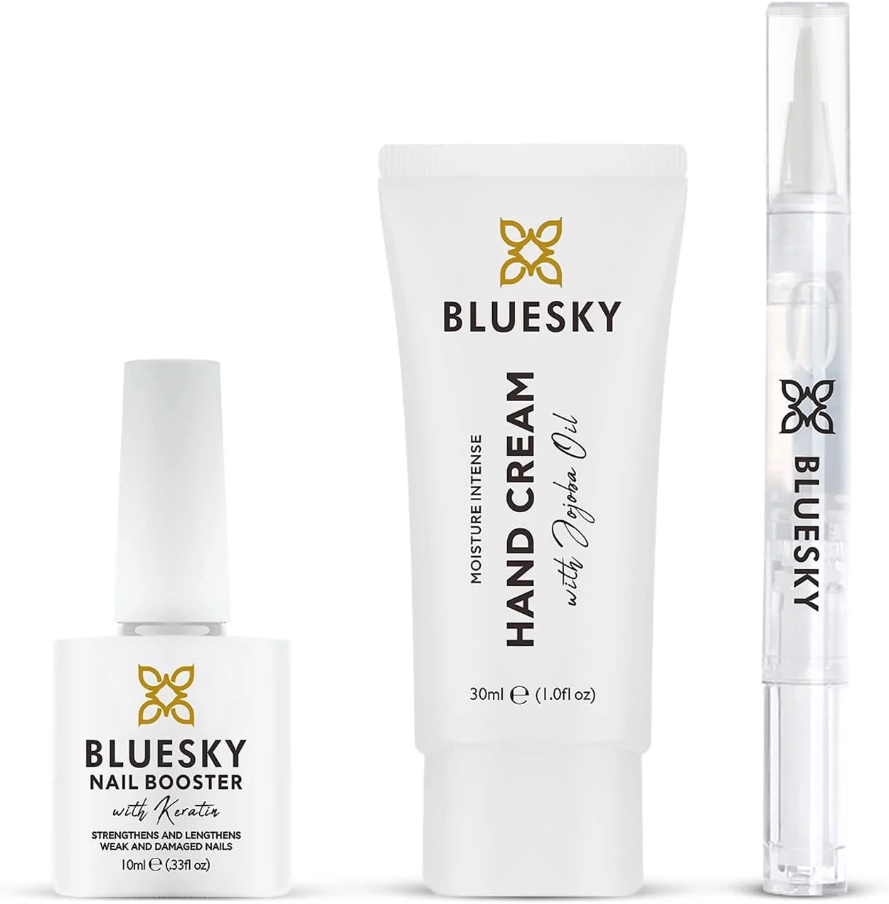 مجموعه مراقبت از دست و ناخن BLUESKY برای ناخن های آسیب دیده، قلم روغن کوتیکول، کرم دست، تقویت کننده رشد ناخن، ست هدیه 3 تکه، شفاف