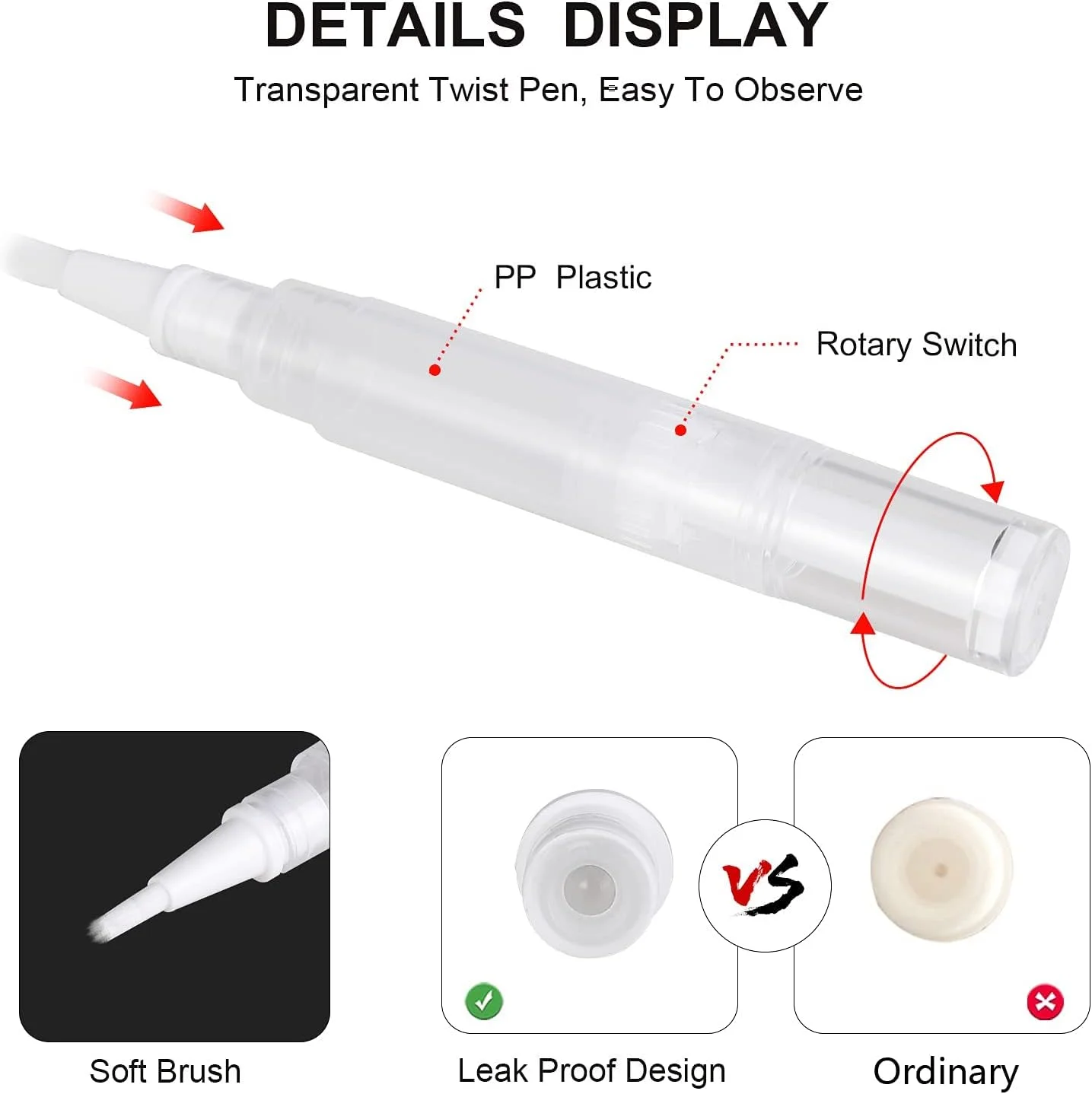 قلم پیچشی شفاف 5 میلی لیتری، برای اپلیکاتور روغن کوتیکول، قلم روغن ناخن خالی با نوک برس، لوله مایع رشد مژه، ظرف براق کننده لب آرایشی (بسته 10 عددی) قلم پیچشی شفاف 5 میلی لیتری، برای اپلیکاتور روغن کوتیکول، قلم روغن ناخن خالی با نوک برس، لوله مایع رشد مژه، ظرف براق کننده لب آرایشی (بسته 10 عددی)