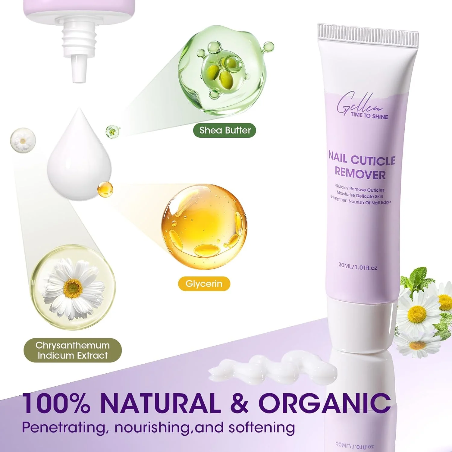 محلول از بین برنده پوست های مرده دور ناخن ژلن، نرم کننده فوری پوست با شی باتر، کرم مرطوب کننده حرفه ای برای از بین بردن پوست های خشک و زبر دور ناخن