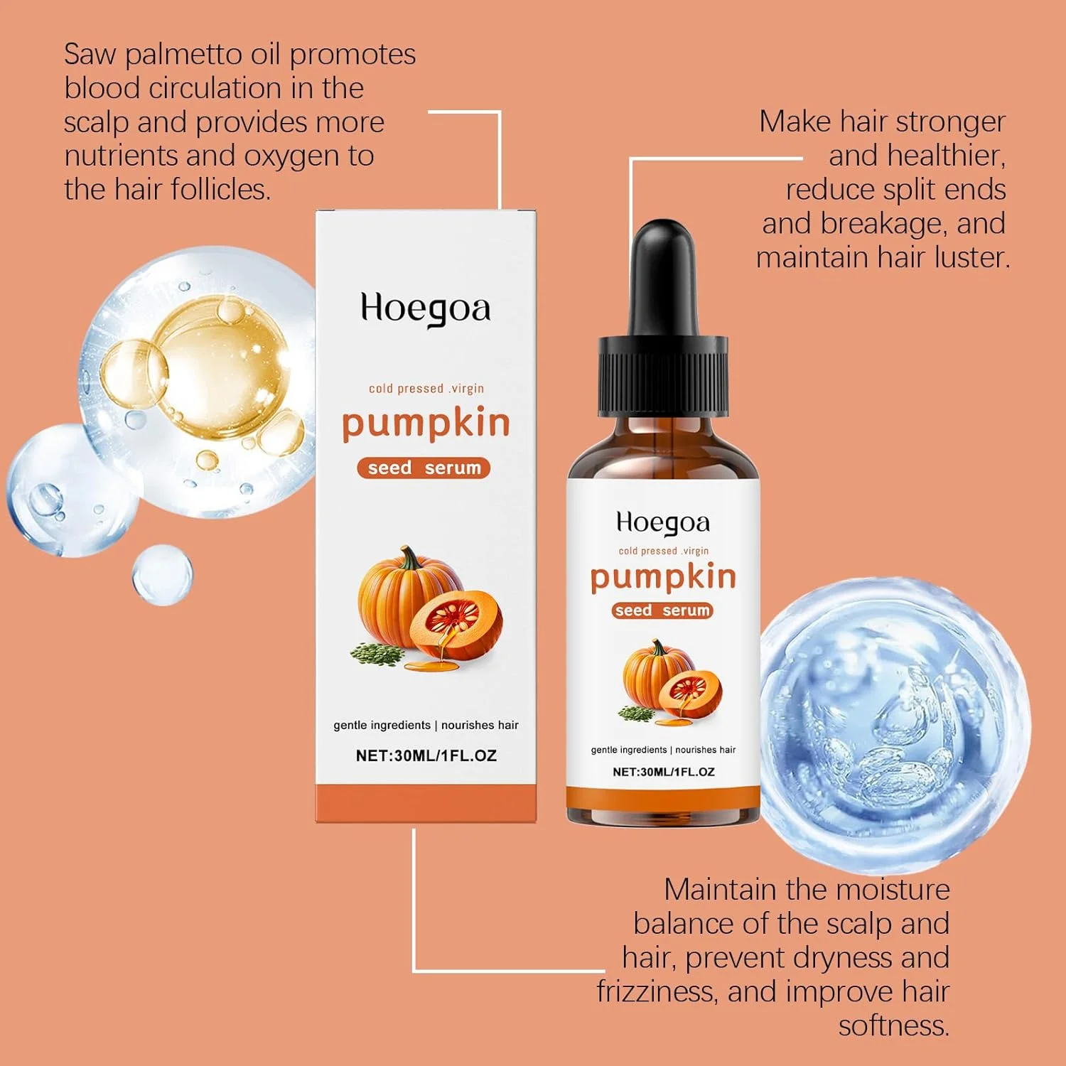 روغن دانه کدو تنبل برای رشد مو، مراقبت از پوست، ناخن ها و کوتیکول ها - تغذیه عمیق پوست سر، تسکین پوست خشک، بهبود جریان خون، مرطوب کننده صورت و بدن، قابل استفاده به عنوان سرم مژه و روغن ضروری برای همه