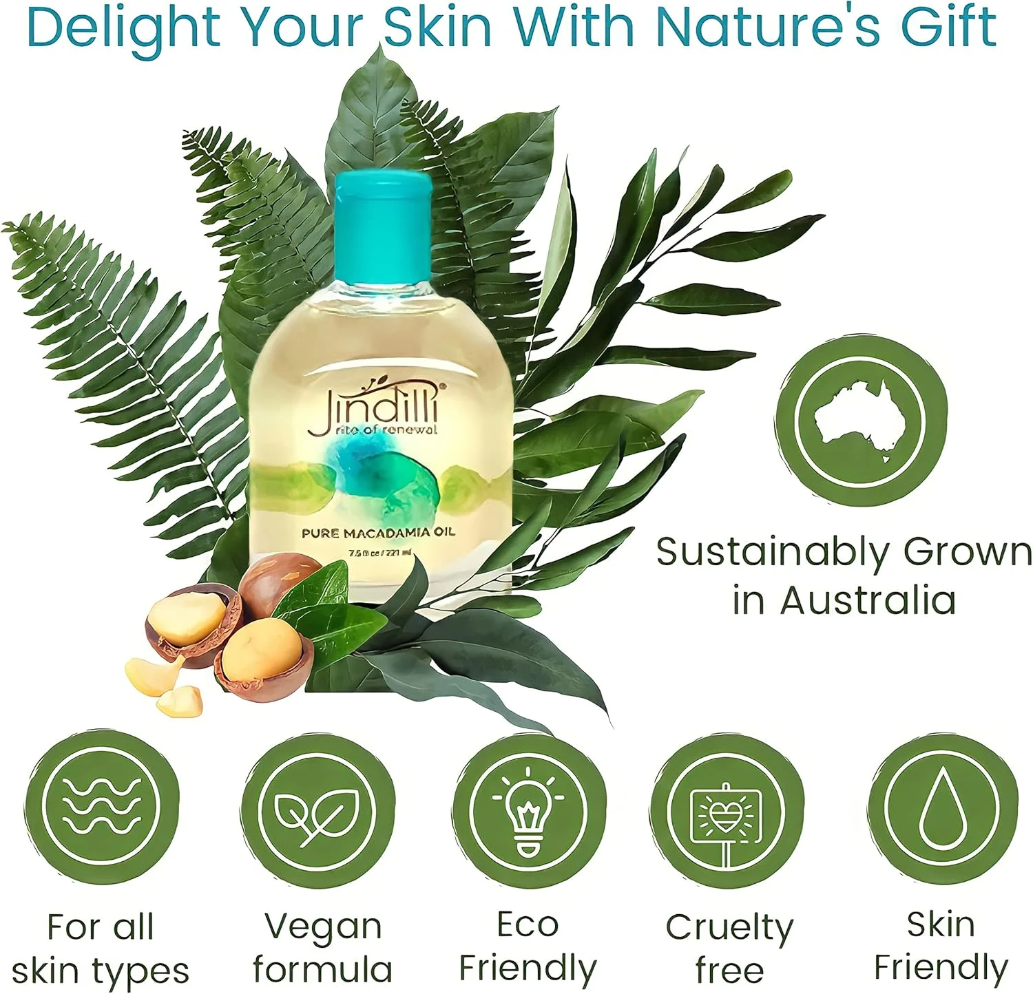 روغن خالص ماکادمیا برای مو و پوست | پرس سرد، فیلتر شده، کاملا طبیعی، وگان، غیر تراریخته، بدون هگزان، بدون تست حیوانی - روغن مرطوب کننده و مغذی برای مو و پوست (221 میلی لیتر)