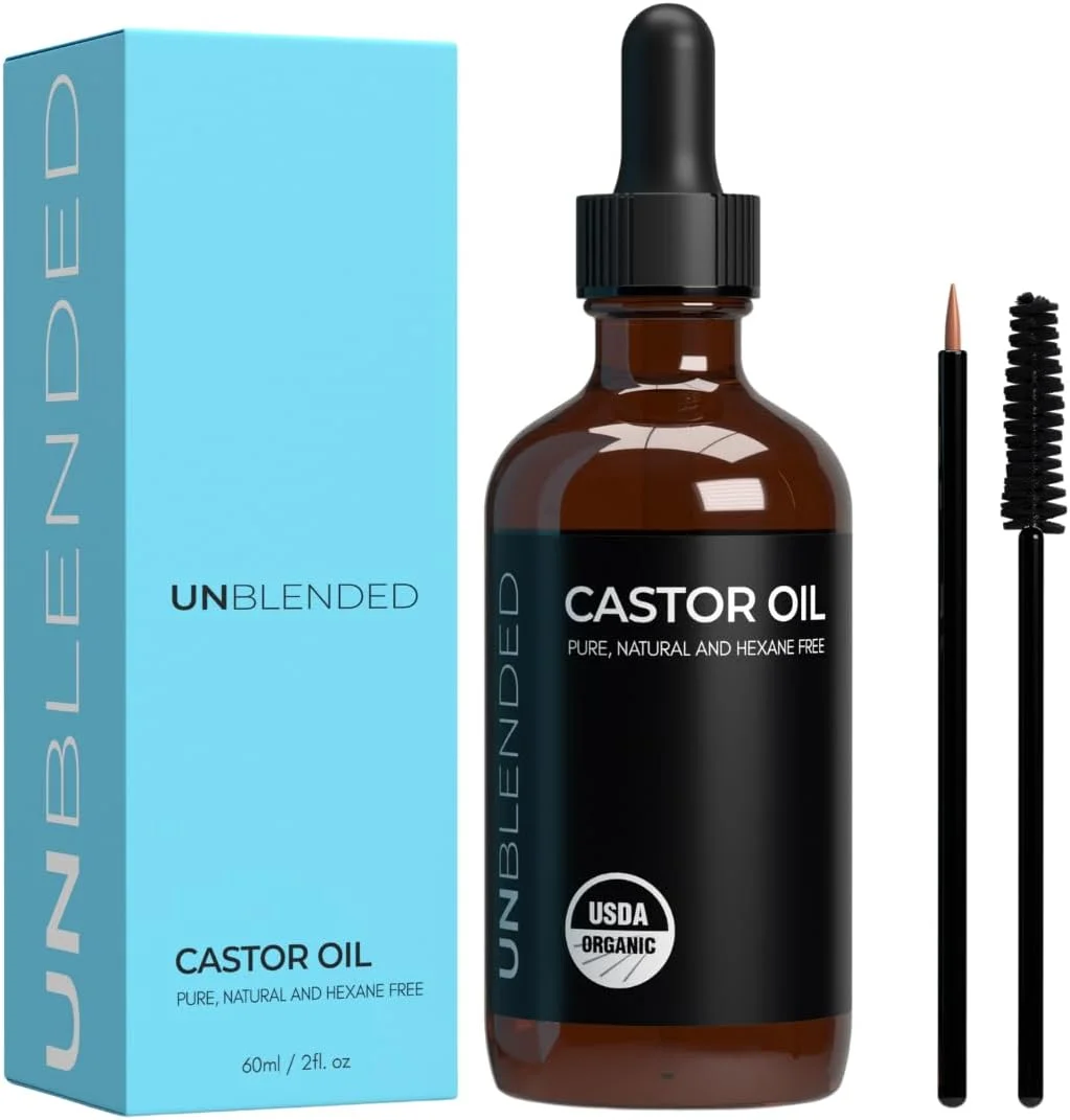 روغن کرچک خالص از UNBLENDED - دارای گواهی USDA، 100% خالص و پرس سرد - برای رشد مو، مژه ها، ابروها و پوست - شامل برس های مژه و ابرو - 60 میلی لیتر روغن کرچک خالص از UNBLENDED - دارای گواهی USDA، 100% خالص و پرس سرد - برای رشد مو، مژه ها، ابروها و پوست - شامل برس های مژه و ابرو - 60 میلی لیتر