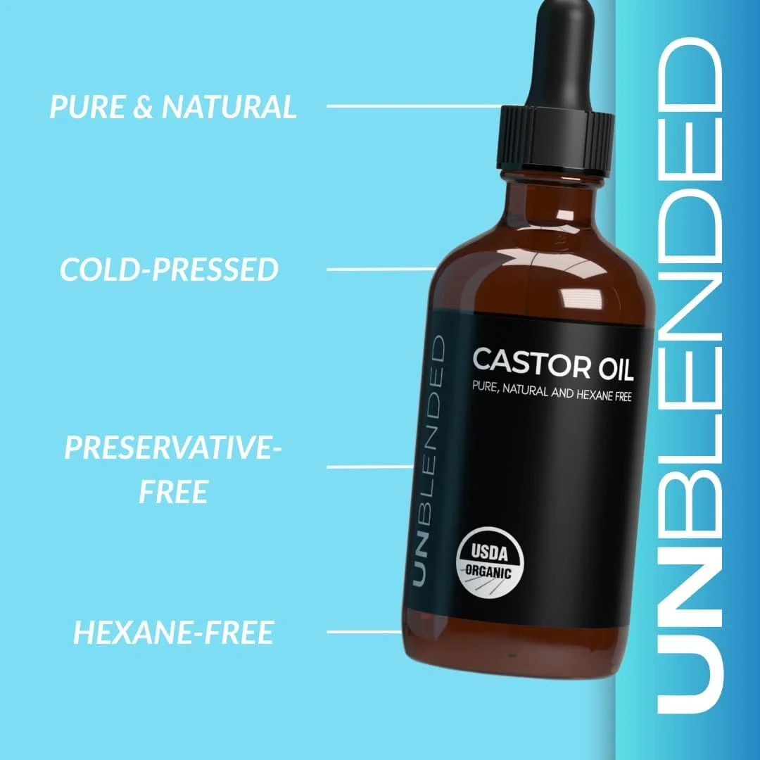 روغن کرچک خالص از UNBLENDED - دارای گواهی USDA، 100% خالص و پرس سرد - برای رشد مو، مژه ها، ابروها و پوست - شامل برس های مژه و ابرو - 60 میلی لیتر روغن کرچک خالص از UNBLENDED - دارای گواهی USDA، 100% خالص و پرس سرد - برای رشد مو، مژه ها، ابروها و پوست - شامل برس های مژه و ابرو - 60 میلی لیتر