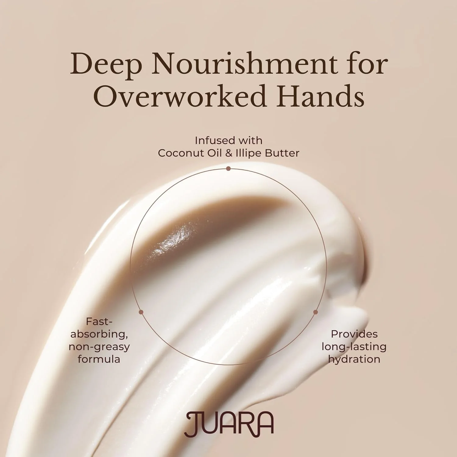 کرم دست و ناخن روغن نارگیل JUARA - بالم دست و ناخن نارگیل ایلیپ - بالم ضد پیری دست، کوتیکول و ناخن برای انواع پوست - 100% فاقد پارابن، بدون تست حیوانی