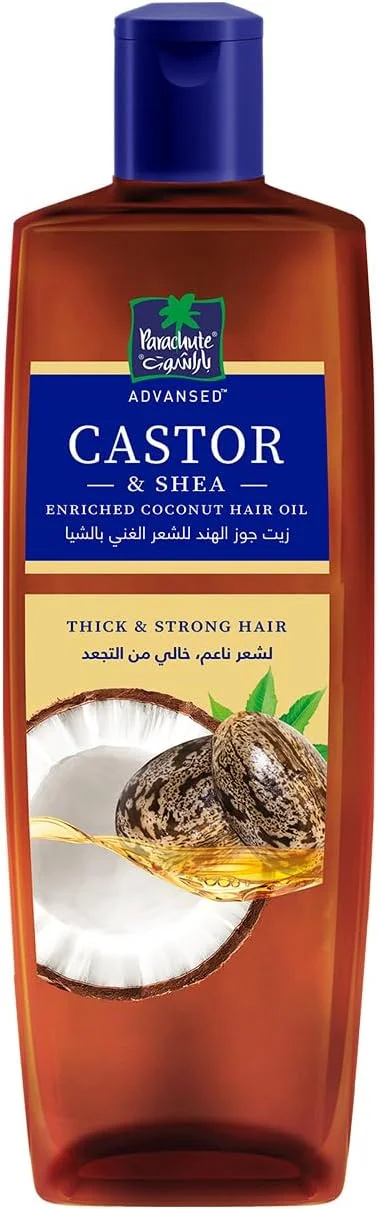 روغن مو نارگیل غنی شده با کرچک و شی آدوَنسد پاراشوت | روغن مو کرچک | قدرت سوپرفودها | رشد مو | ۳۰۰ میلی لیتر