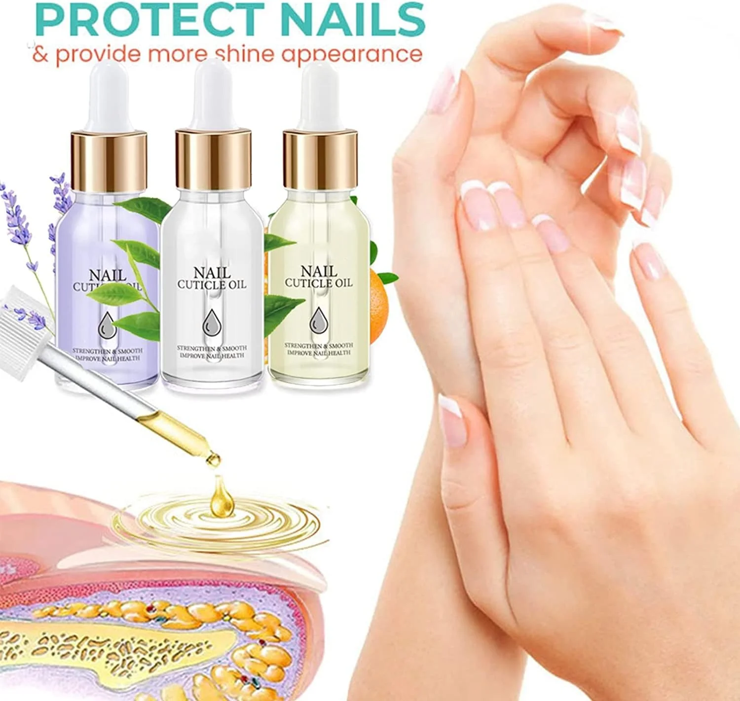 روغن تقویت کننده ناخن و کوتیکول غنی شده با ویتامین، سرم تقویت کننده و رشد ناخن، روغن تقویت کننده ناخن، ترویج رشد سریع ناخن (پرتقال - 3 عدد)