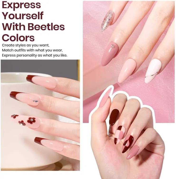 ست لاک ژل ناخن Beetles با دستگاه یو وی، شامل 6 رنگ صورتی ملایم، کرم، سفید، ژل پایه، تاپ کت، روغن کوتیکول و لوازم جانبی ناخن، مناسب هدیه برای دختران و بانوان ست لاک ژل ناخن Beetles با دستگاه یو وی، شامل 6 رنگ صورتی ملایم، کرم، سفید، ژل پایه، تاپ کت، روغن کوتیکول و لوازم جانبی ناخن، مناسب هدیه برای دختران و بانوان