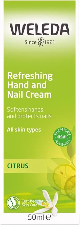 کرم دست و ناخن مرکبات ارگانیک WELEDA، کرم مرطوب کننده طبیعی برای ناخن های شکننده و دست های ترک خورده و خشک، کرم درمانی برای مراقبت از پوست (1 x 50 میلی لیتر)
