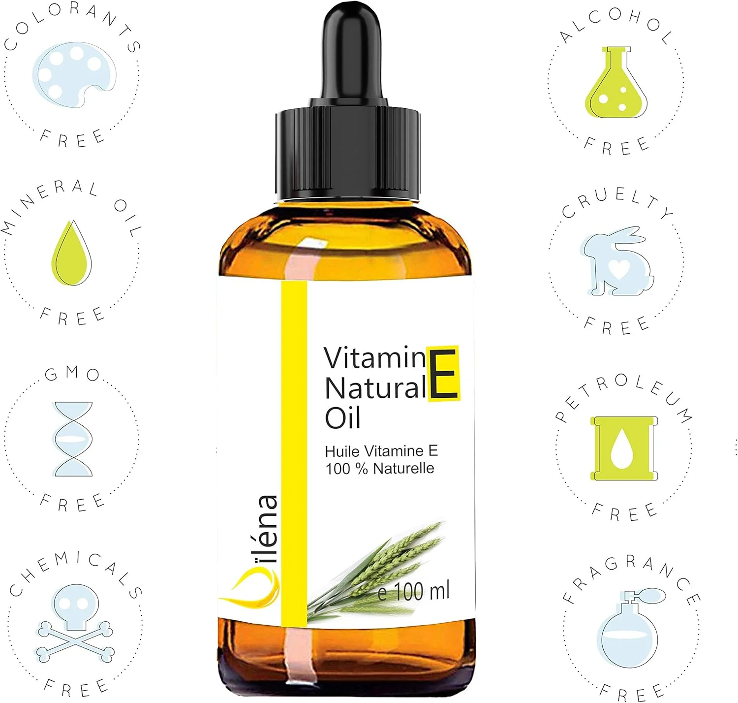 روغن ویتامین ای (توکوفرول) ۱۰۰٪ طبیعی و وگان، مراقبت از صورت و ضد پیری، پاک کننده آرایش ضد آب، مناسب بدن و مو، ناخن و کوتیکول، مرطوب کننده ترمیم کننده دست (۱۰۰ میلی لیتر)