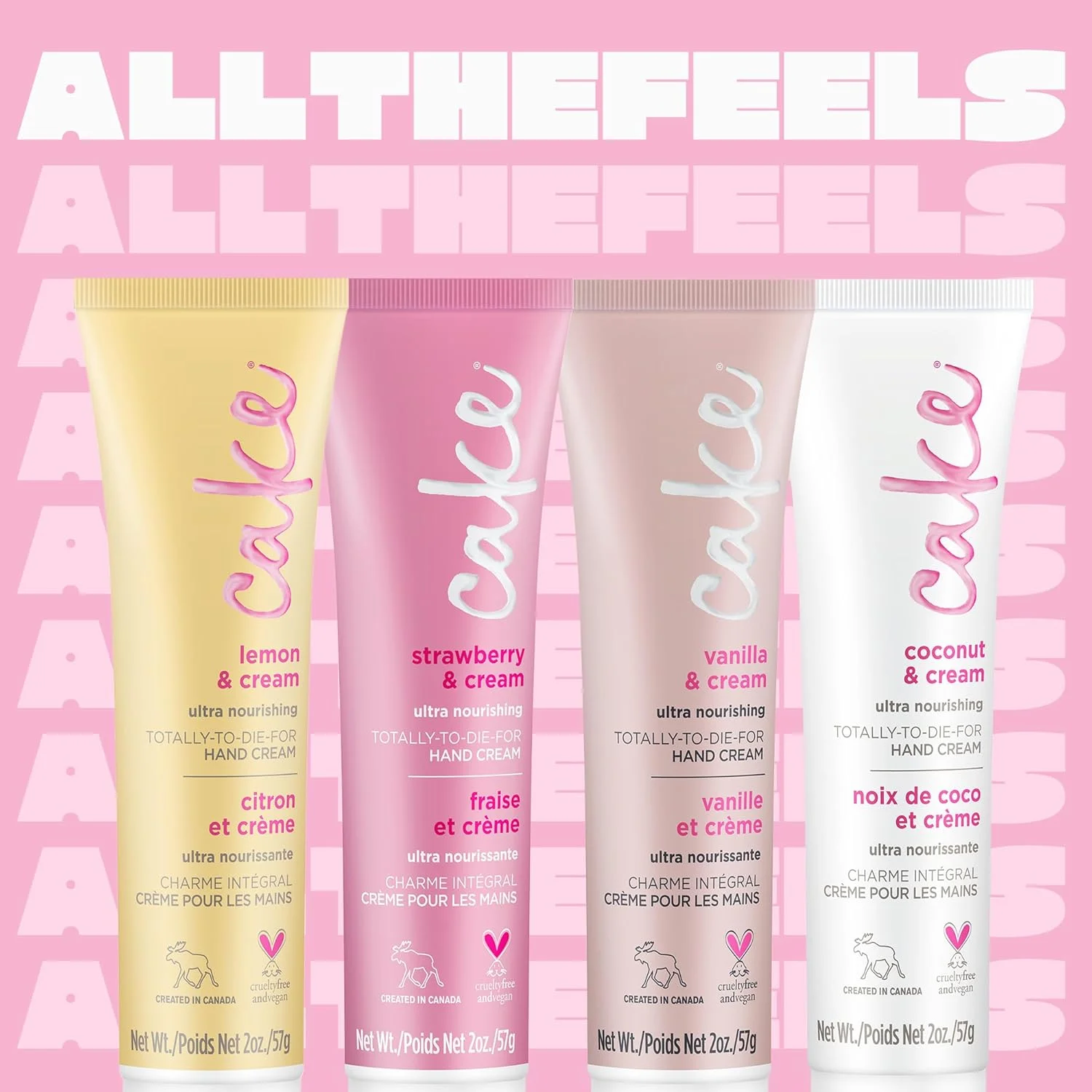 مجموعه هدیه کرم دست متنوع دلپذیر از کیک بیوتی، 4 عددی