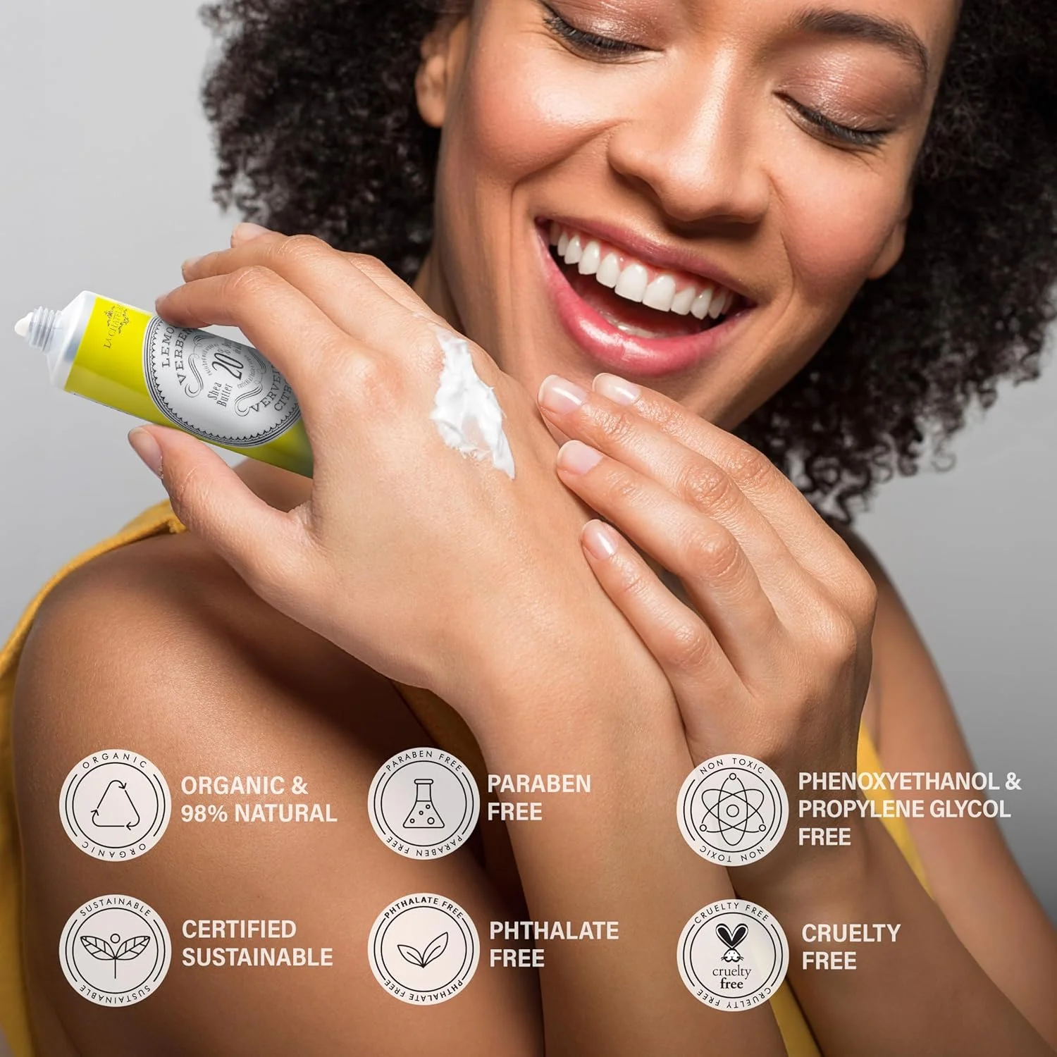 کرم دست شی باتر ۲۰% لا شاتلین، سایز مسافرتی، روغن آرگان ارگانیک، مرطوب کننده، مغذی، ترمیم کننده، لوسیون دست فوق العاده غنی، ساخت فرانسه، بدون پارابن، ۳۰ میلی لیتر (لیمو وربنا)