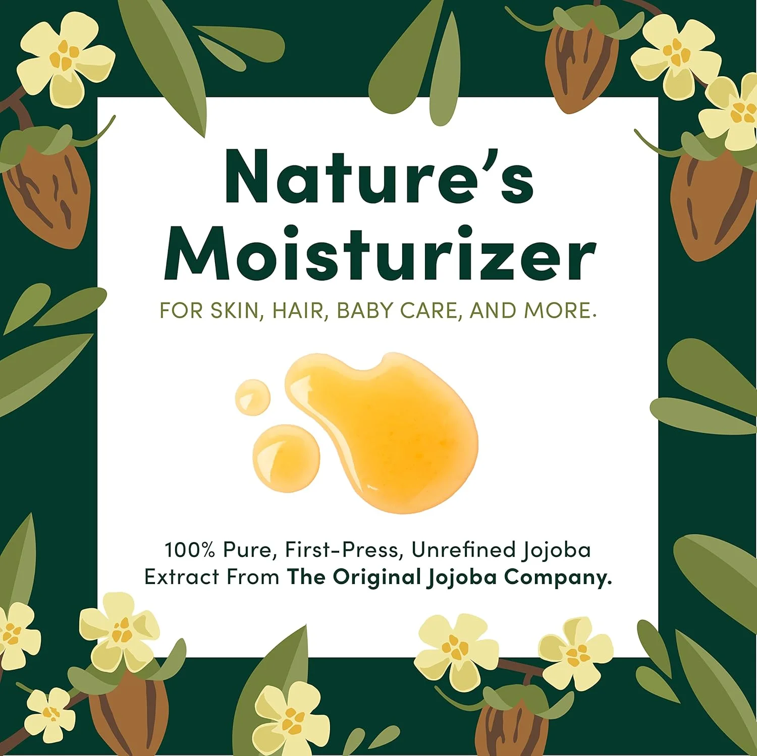 روغن جوجوبا ارگانیک تصفیه نشده HobaCare برای ناخن، کوتیکول، پوست خشک، ریش، ماساژ پوست سر - سایز مسافرتی کوچک، 100% خالص، بدون هگزان، روغن حامل طبیعی برای مراقبت از پوست، مو، مراقبت بعد از اصلاح (125 میلی لیتر)