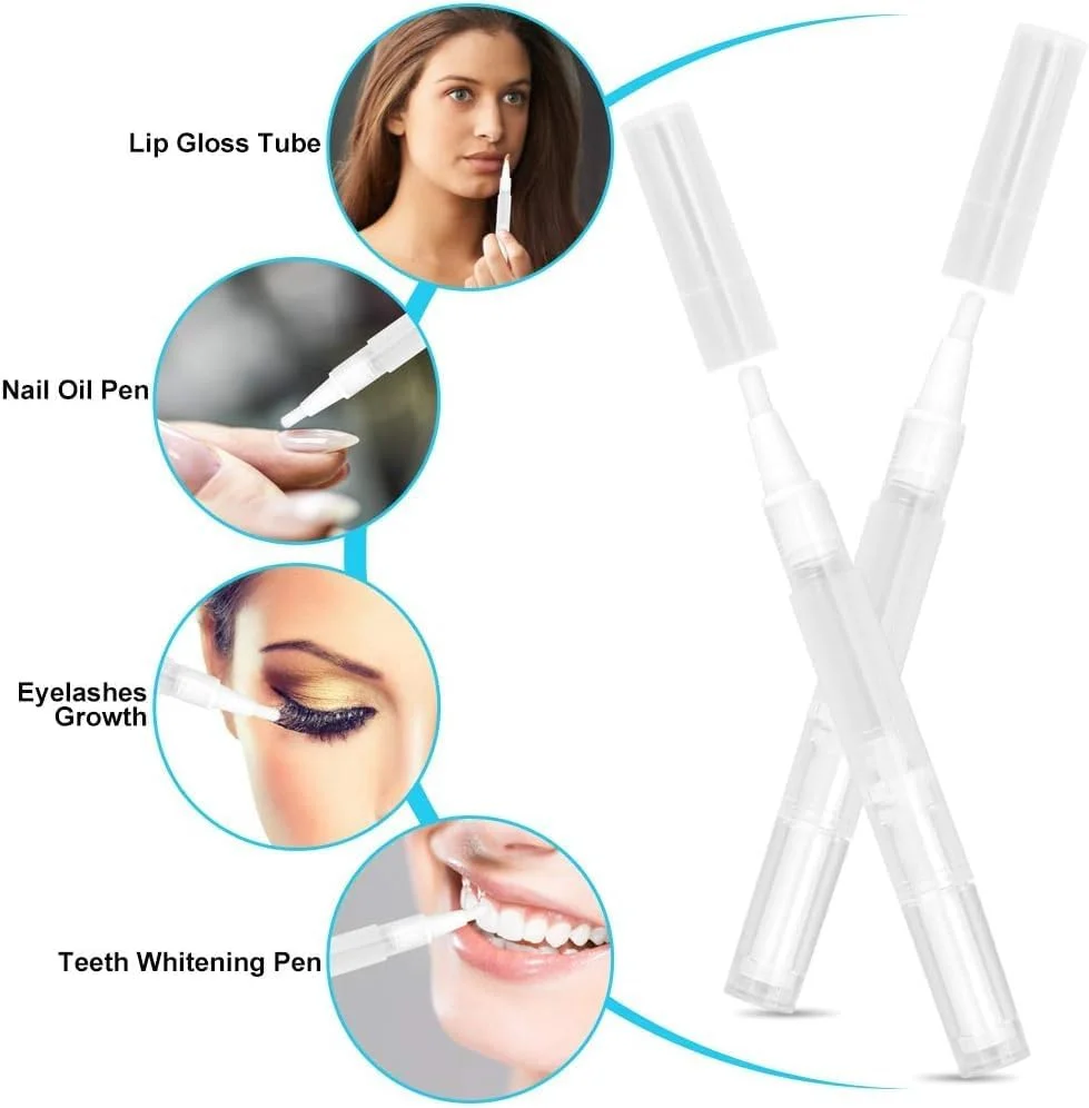 ست 6 عددی قلم پیچشی شفاف، قلم روغن ناخن 5 میلی لیتری با نوک برس دار، اپلیکاتور ظرف لوازم آرایشی خالی قلم روغن کوتیکول برای براق کننده لب، لاک ناخن، مایع رشد مژه و غیره
