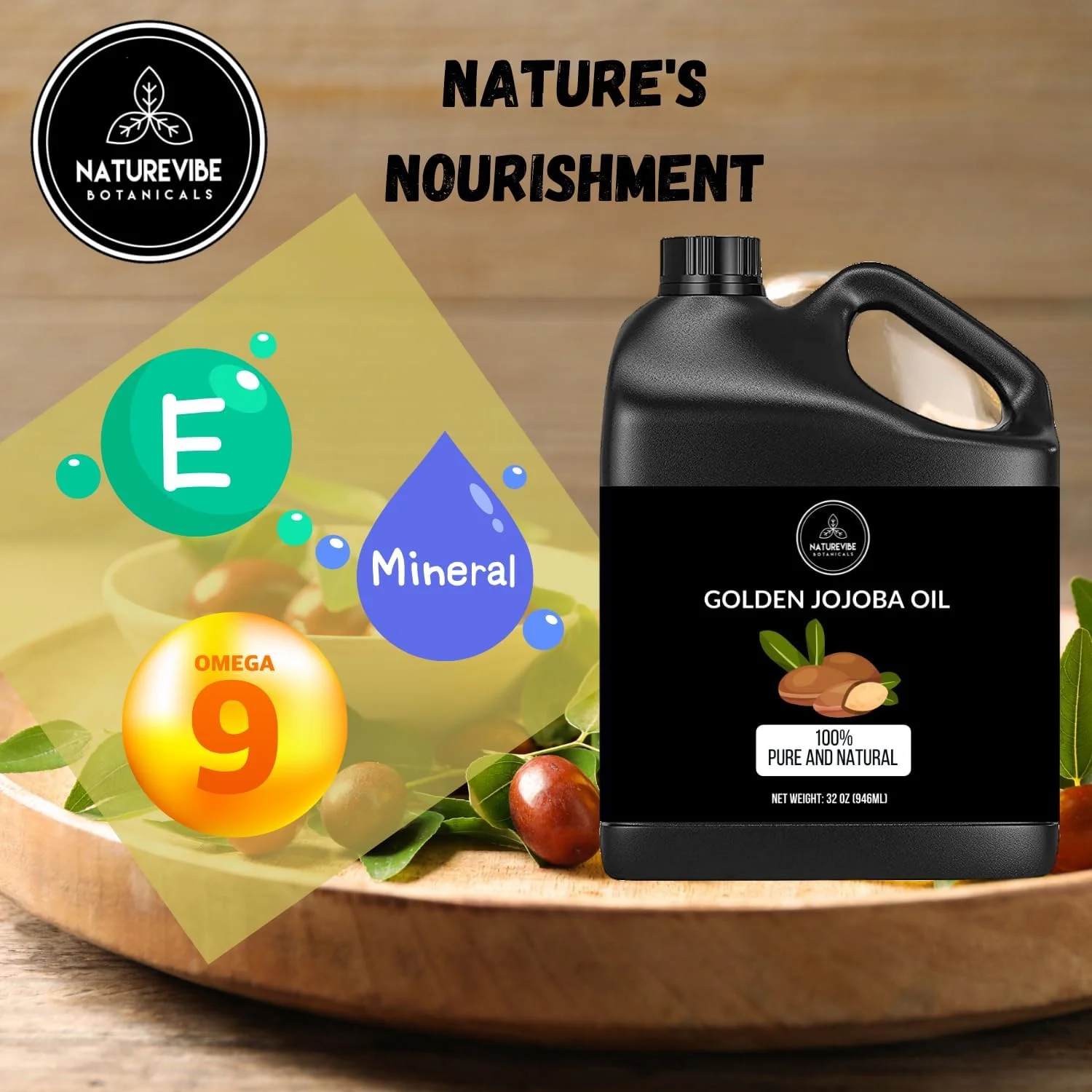 روغن جوجوبا ارگانیک نیچروایب بوتانیکال (946 میلی لیتر) روغن جوجوبا ارگانیک نیچروایب بوتانیکال (946 میلی لیتر)