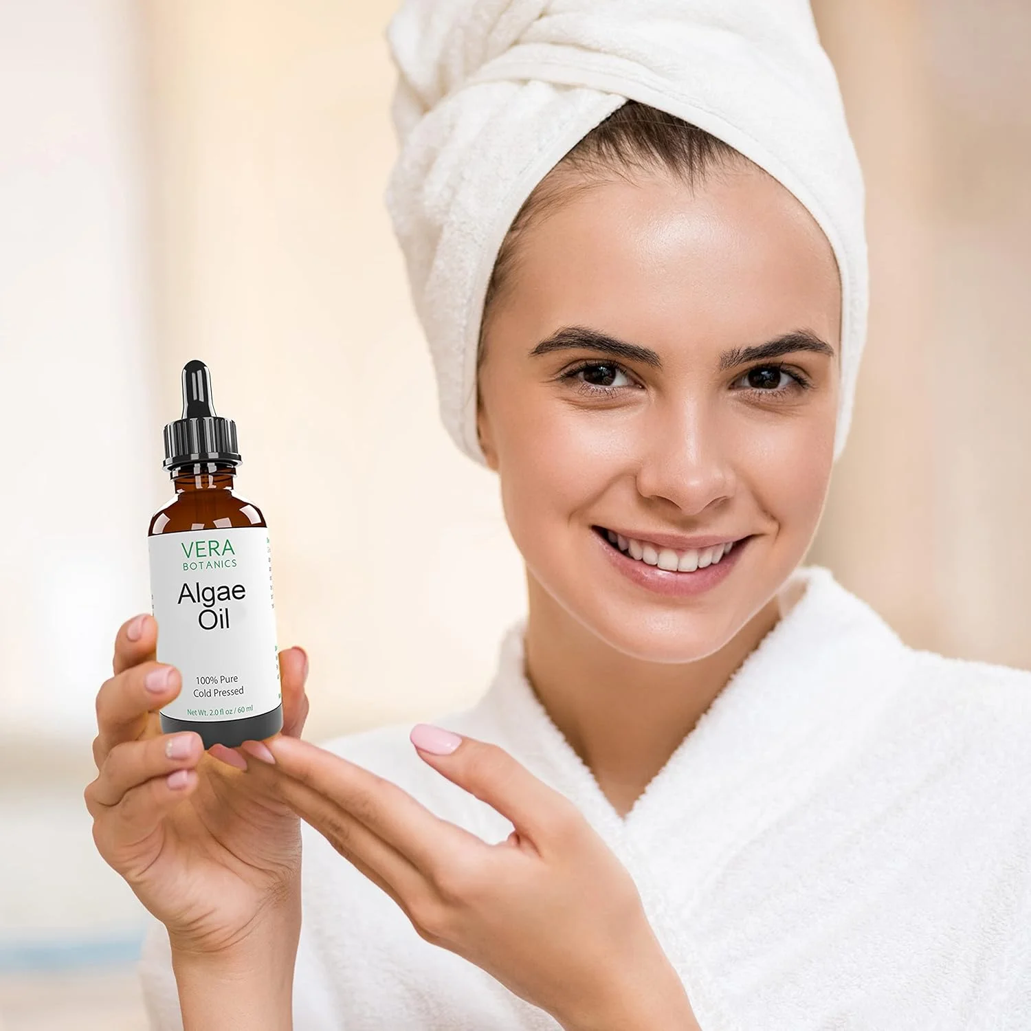 روغن جلبک Vera Botanics، ۱۰۰٪ خالص و طبیعی، تصفیه نشده، پرس سرد، برای صورت، پوست خشک، ناخن ها، لب ها، بدن و مو - کاهش شکستگی مو، بهبود ظاهر جای زخم ناشی از پسوریازیس، اگزما و آکنه