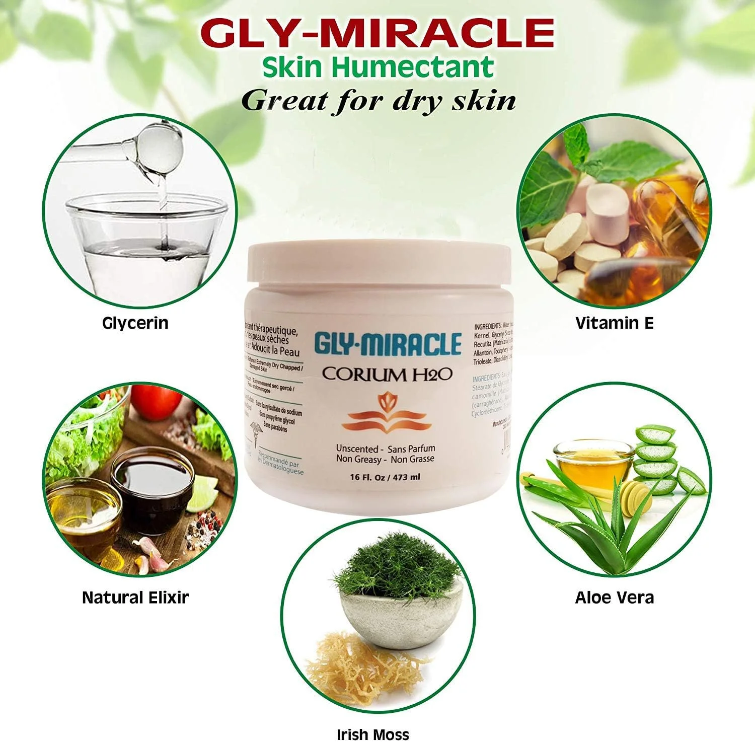 مرطوب کننده پوست GLY MIRACLE CORIUM H2O بدون پارابن برای پوست های حساس، ظرف 473 میلی لیتری، کرم عمیق، مغذی و مرطوب کننده برای اگزما، پسوریازیس، پوست خشک بدون عطر مرطوب کننده پوست GLY MIRACLE CORIUM H2O بدون پارابن برای پوست های حساس، ظرف 473 میلی لیتری، کرم عمیق، مغذی و مرطوب کننده برای اگزما، پسوریازیس، پوست خشک بدون عطر