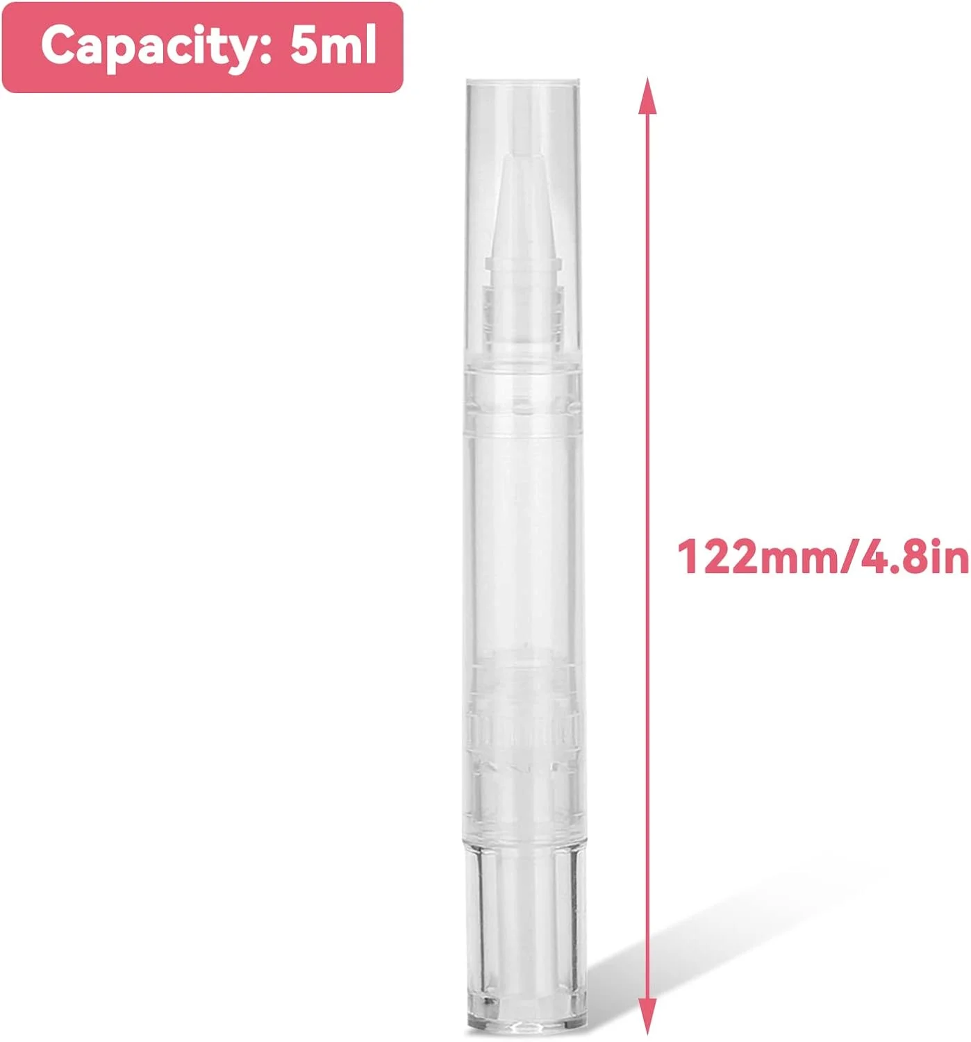 ۱۰ عدد قلم روغن کوتیکول خالی ۵ میلی لیتری، قلم پیچشی لوازم آرایشی شفاف قابل پر کردن مجدد، قلم روغن ناخن با نوک برس برای براق کننده لب، رشد مژه، روغن مغذی مایع