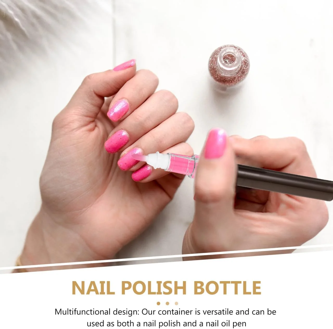 قلم روغن کوتیکول قابل شارژ مجدد Healeved، ظرف خالی براق کننده لب با نوک برس، بطری لاک ناخن قابل حمل برای مسافرت و مهمانی طراحی ناخن