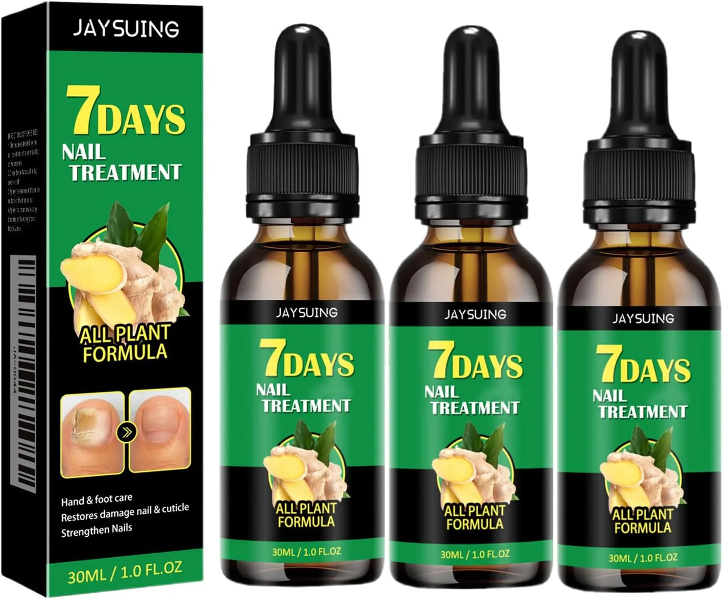 محلول تقویت کننده ناخن زنجبیلی 3 عددی، محلول سرم رشد ناخن 7 روزه، روغن مراقبت از کوتیکول زنجبیلی برای تقویت کننده ناخن، ترویج رشد سالم ناخن (30 میلی لیتر)
