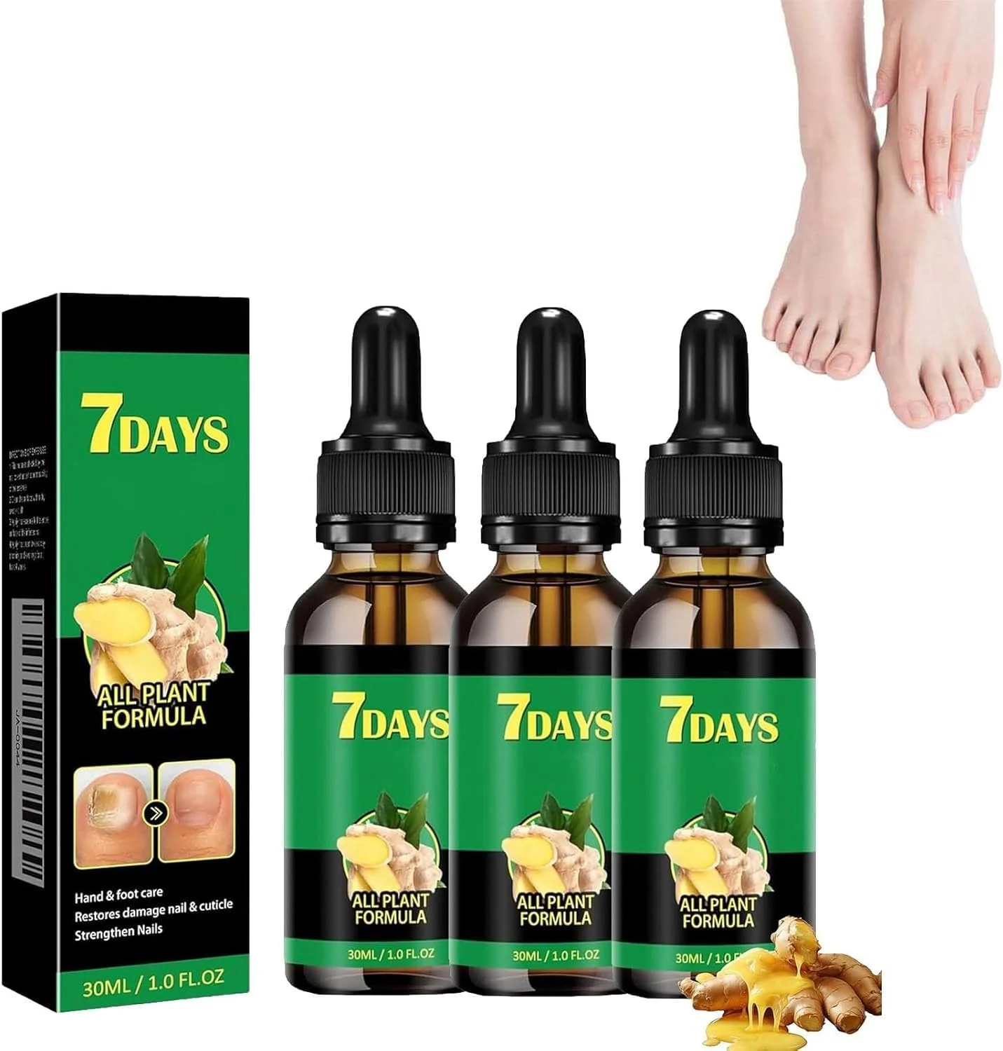 سرم درمان ناخن زنجبیلی 7 روزه، روغن مراقبت از کوتیکول ناخن زنجبیلی، ترمیم کننده چند منظوره ناخن، فرمول گیاهی طبیعی، برای ناخن های زیبا و درخشان (3 عدد)