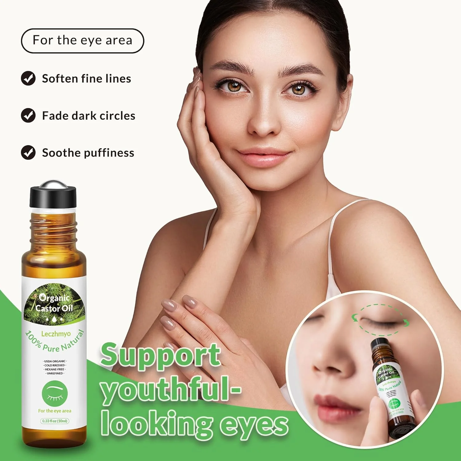 روغن کرچک ارگانیک رولی برای شکم، صورت، بدن، زیر چشم - دارای گواهی ارگانیک، پرس سرد، بدون هگزان، تصفیه نشده - 3 بطری شیشه ای رولی خالص روغن کرچک برای مرطوب کردن پوست، لب ها