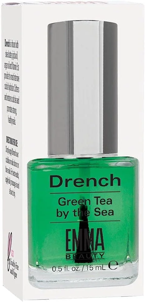 روغن کوتیکول EMMA Beauty Drench، روغن نفوذی عمیق که ناخن‌ها و کوتیکول‌ها را تغذیه، محافظت، آبرسانی و احیا می‌کند، فرمولاسیون +12 فاقد مواد مضر، 100% گیاهی و بدون تست حیوانی، چای سبز کنار دریا، 15 میلی لیتر