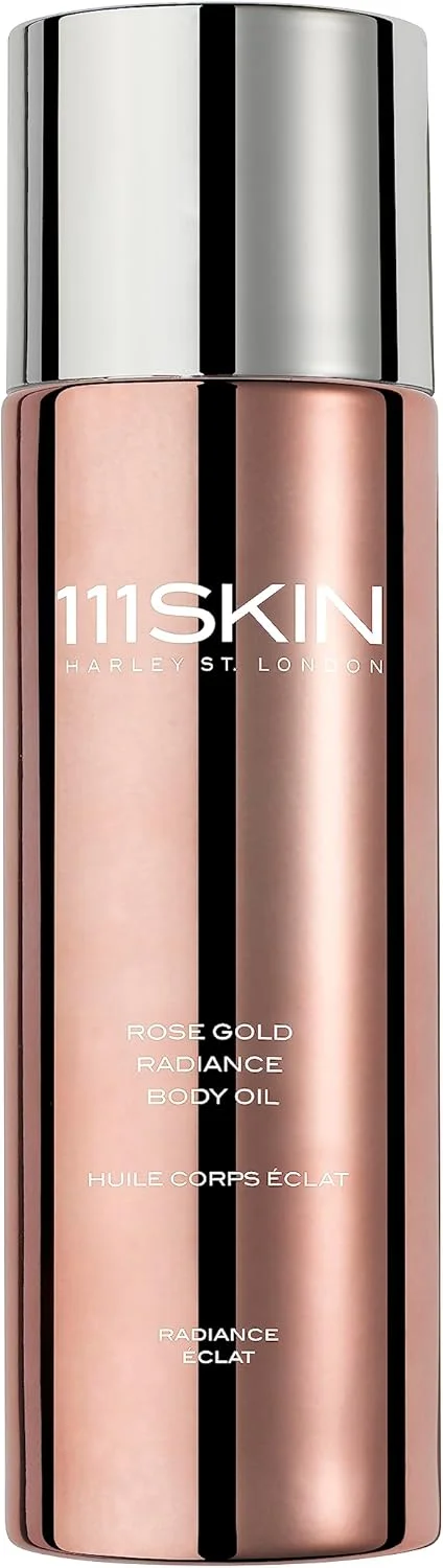 روغن بدن درخشان رز گلد 111Skin، روغن مرطوب کننده غیر چرب، روغن بدن تسکین دهنده حاوی عصاره گل رز دمشقی، ریزجلبک سبز و بابونه، 100 میلی لیتر