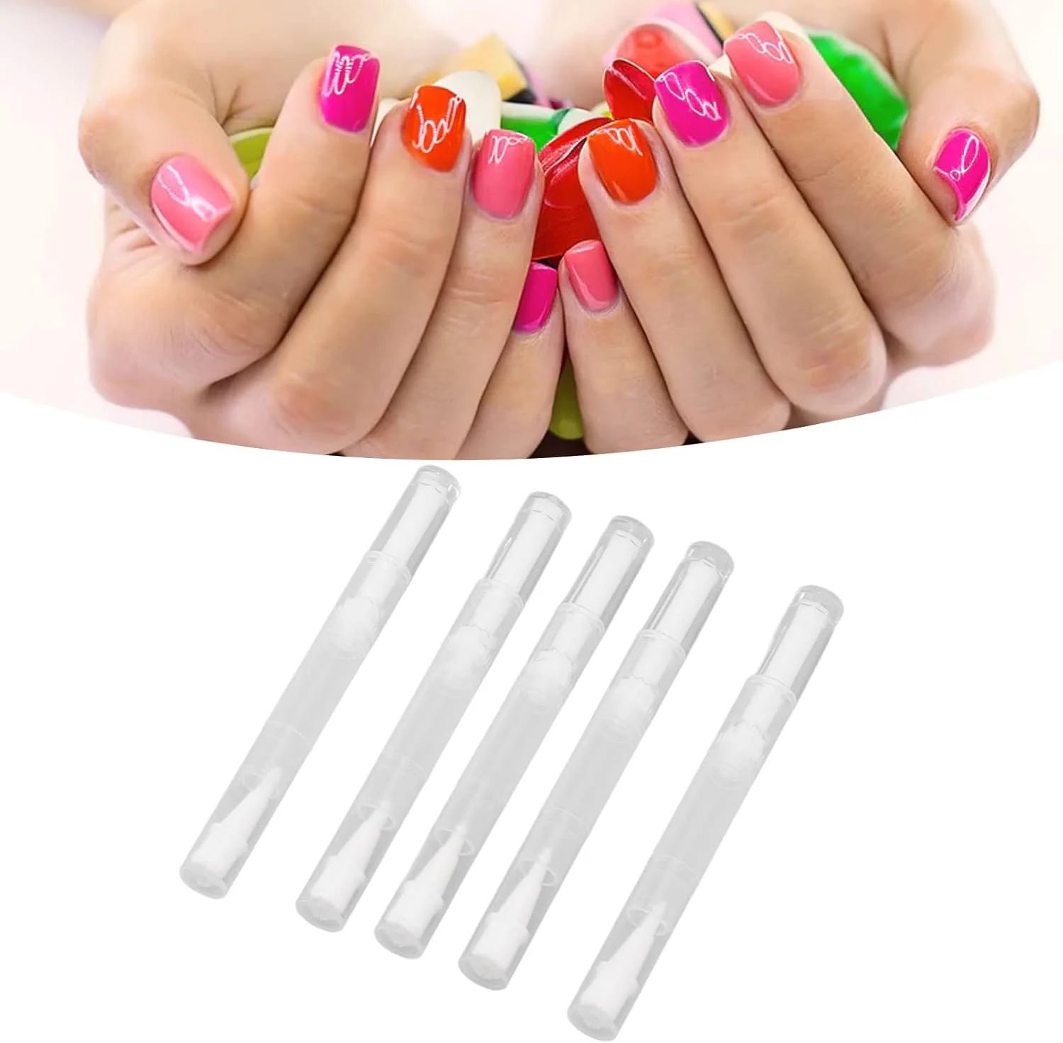 ست 5 عددی قلم روغن کوتیکول خالی، لوله پلاستیکی، برس الیاف نایلونی، لوله مایع رشد مژه مناسب برای مسافرت