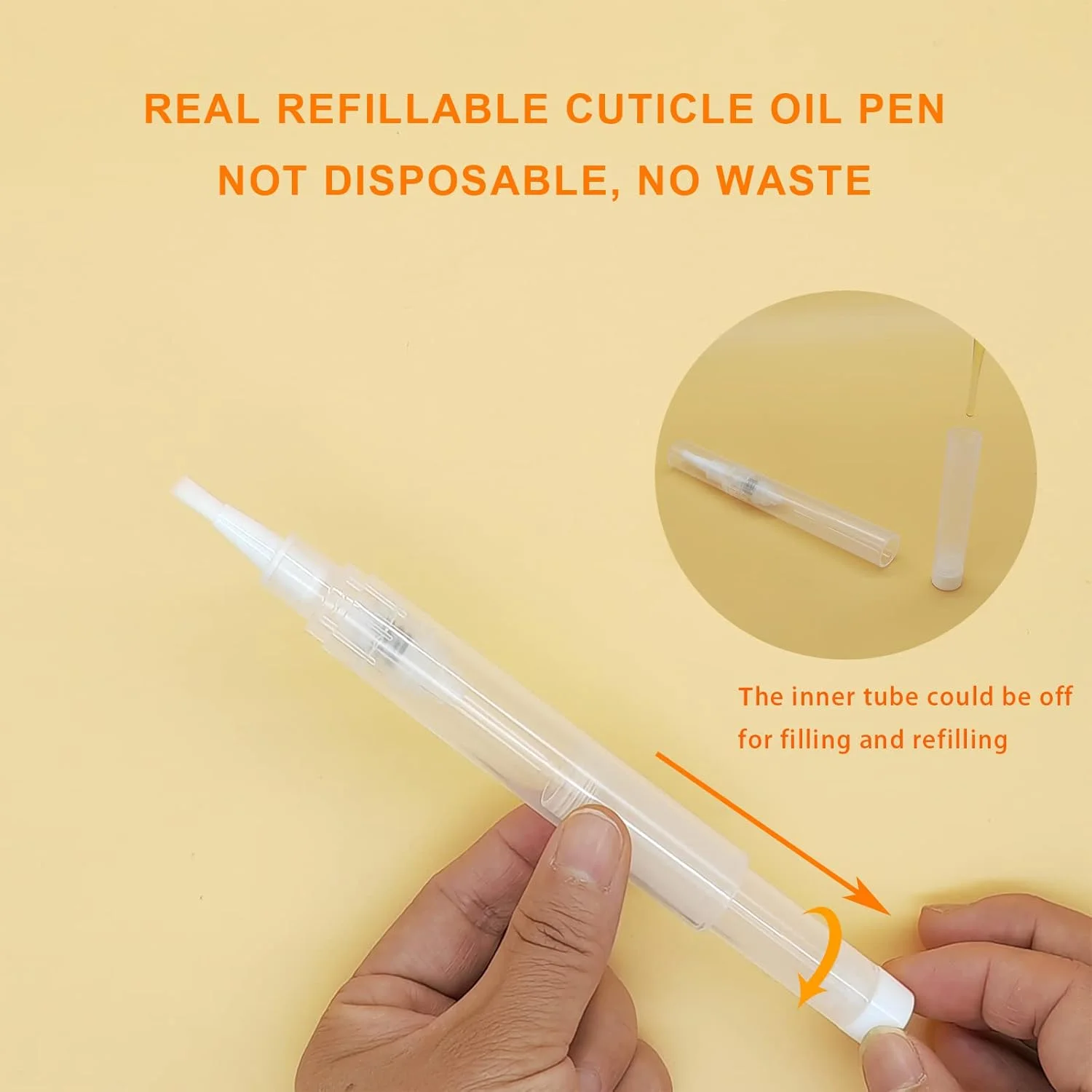 بسته 3 عددی قلم روغن کوتیکول قابل پر کردن مجدد 6 میلی لیتری، قلم خالی قابل استفاده مجدد برای پر کردن آسان روغن جوجوبا/روغن ناخن/روغن مو، قلم های ظرف آرایشی شفاف با فشار یک دست بسته 3 عددی قلم روغن کوتیکول قابل پر کردن مجدد 6 میلی لیتری، قلم خالی قابل استفاده مجدد برای پر کردن آسان روغن جوجوبا/روغن ناخن/روغن مو، قلم های ظرف آرایشی شفاف با فشار یک دست