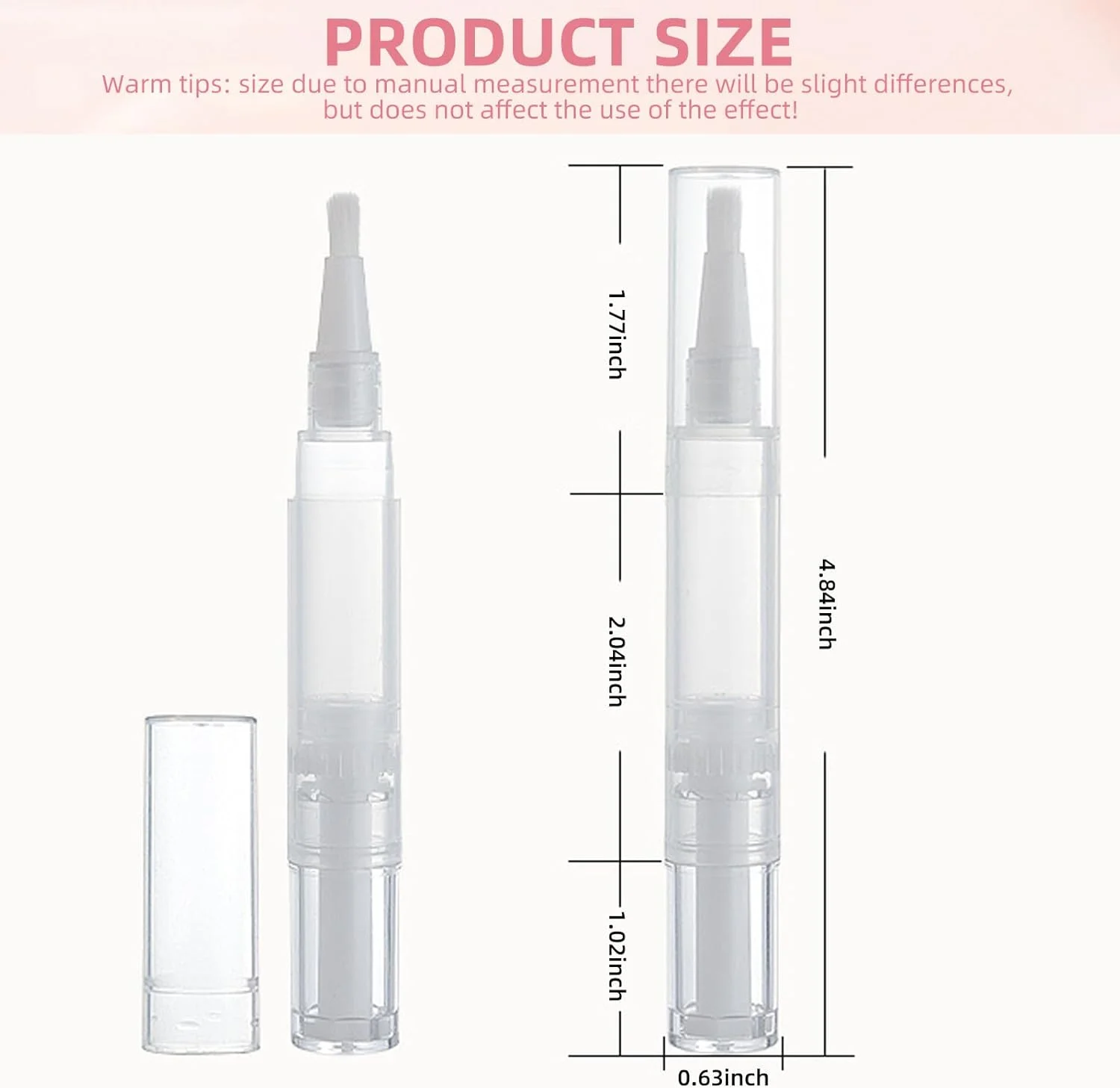 بسته 7 عددی قلم روغن کوتیکول خالی 5 میلی لیتری، قلم های پیچشی شفاف قابل پر کردن مجدد، قلم روغن ناخن خالی با نوک برس، لوله مایع رشد مژه، ظرف براق کننده لب آرایشی برای اپلیکاتور