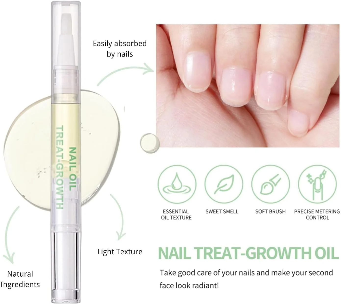 روغن کوتیکول ناخن، تقویت کننده و درمان رشد طبیعی ناخن، روغن ترمیم کننده برای ناخن های آسیب دیده، ترویج رشد، تقویت و روشن کننده ناخن، مراقبت