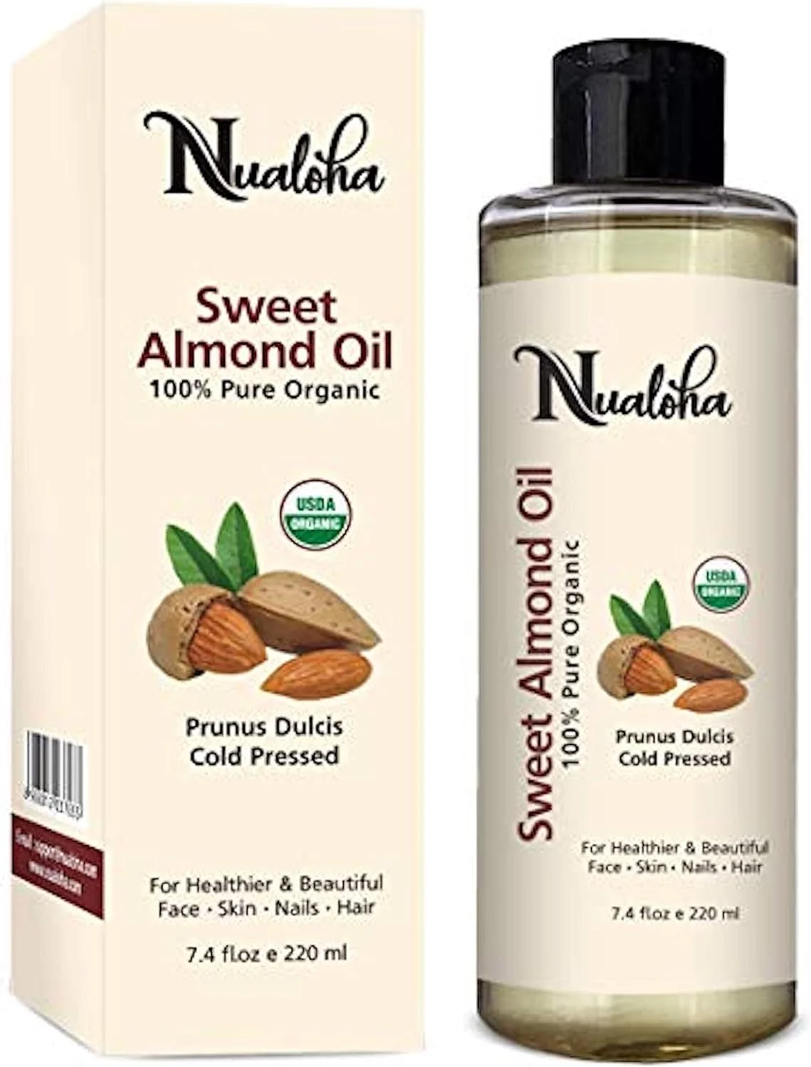 روغن بادام شیرین ارگانیک تایید شده ۲۲۰ میلی لیتر - روغن مرطوب کننده طبیعی ۱۰۰٪ خالص برای مراقبت از پوست، صورت و مو