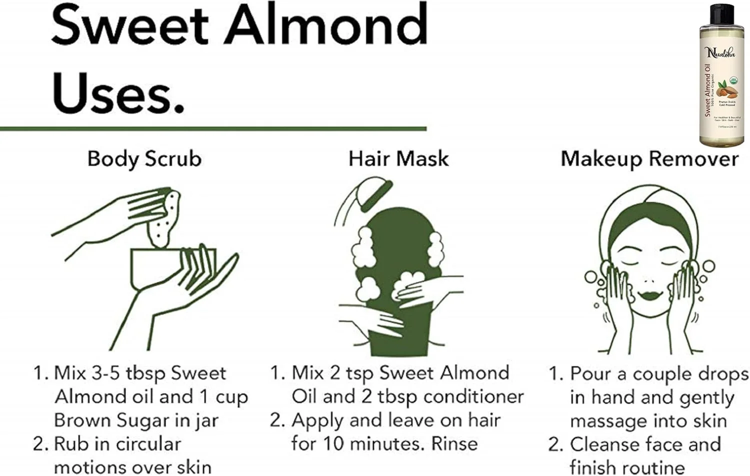 روغن بادام شیرین ارگانیک تایید شده ۲۲۰ میلی لیتر - روغن مرطوب کننده طبیعی ۱۰۰٪ خالص برای مراقبت از پوست، صورت و مو