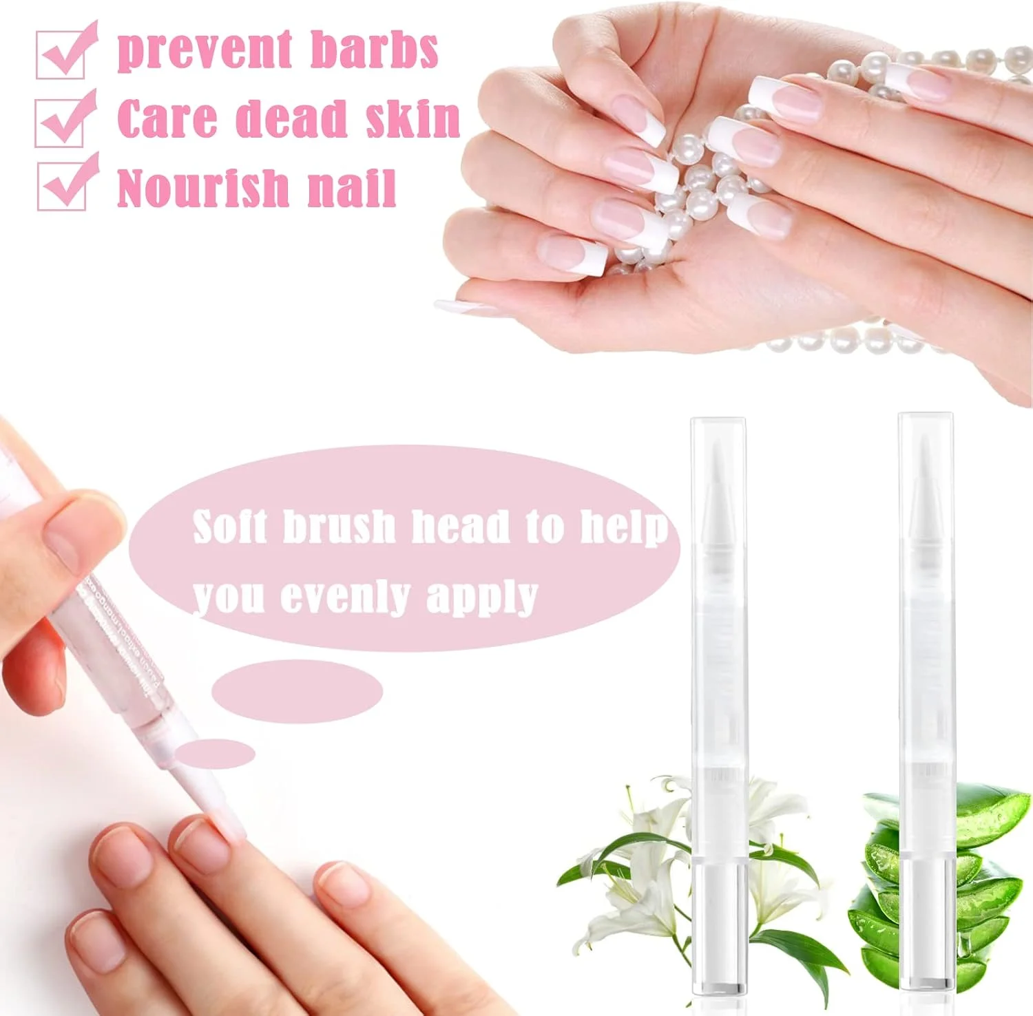 روغن کوتیکول برای مراقبت از ناخن، قلم تغذیه ناخن، ست 2 عددی قلم احیا کننده روغن ناخن برای مراقبت از ناخن، قلم روغن ناخن با مواد طبیعی ترمیم کننده