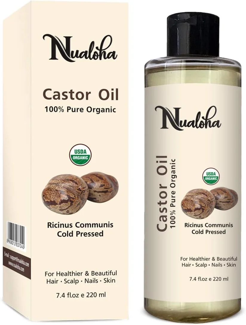 روغن کرچک ارگانیک - روغن کرچک 100% خالص با پرس سرد برای رشد مو، ابرو و مژه، پوست خشک، مو، مرطوب کننده پوست سر - 220 میلی لیتر