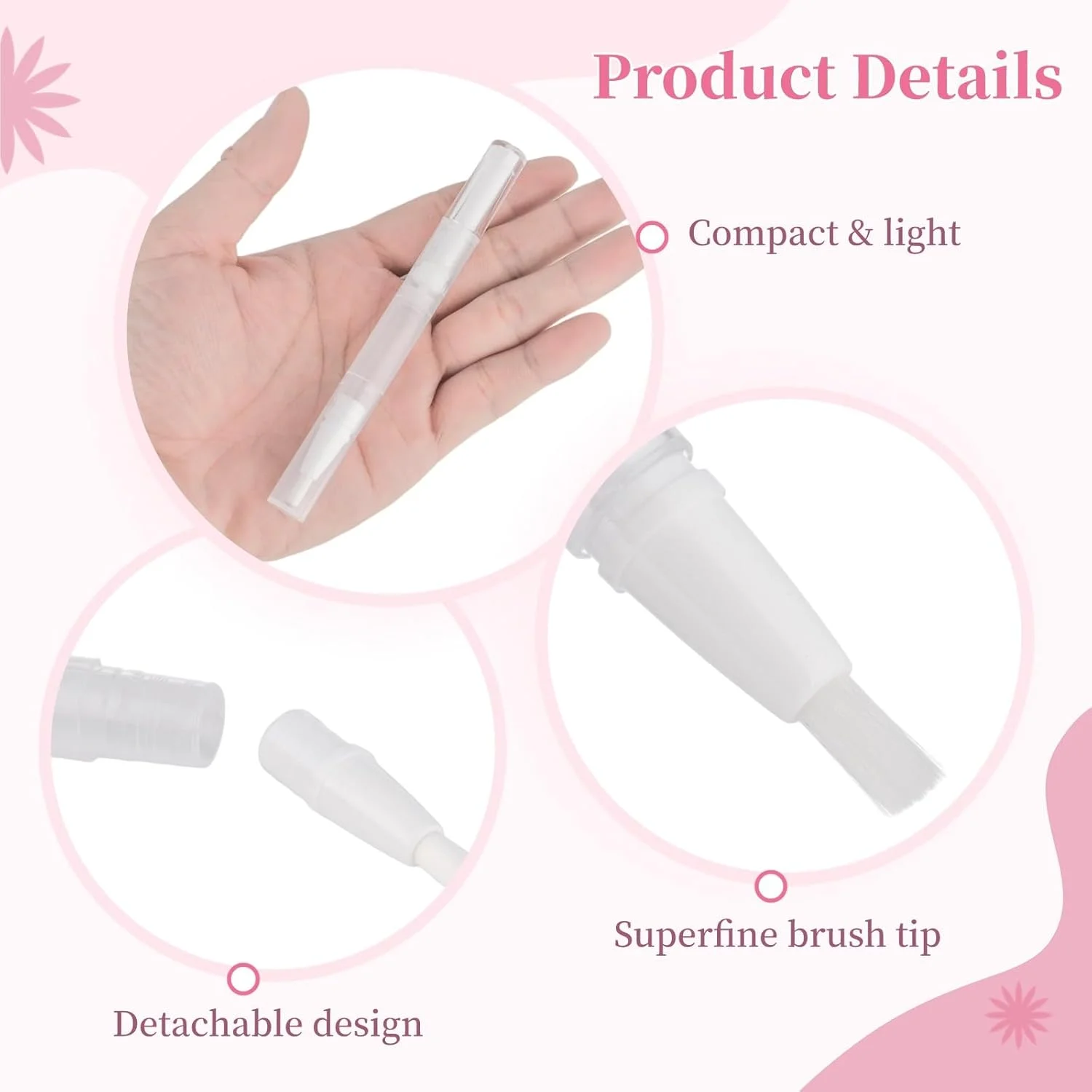 مجموعه ۵۰ عددی قلم روغن کوتیکول خالی ۳ میلی لیتری به همراه ۶۳ برچسب، قلم های پیچشی شفاف با نوک برس دار، قلم های خالی روغن ناخن، ظروف براق کننده لب آرایشی، لوله های مایع رشد مژه