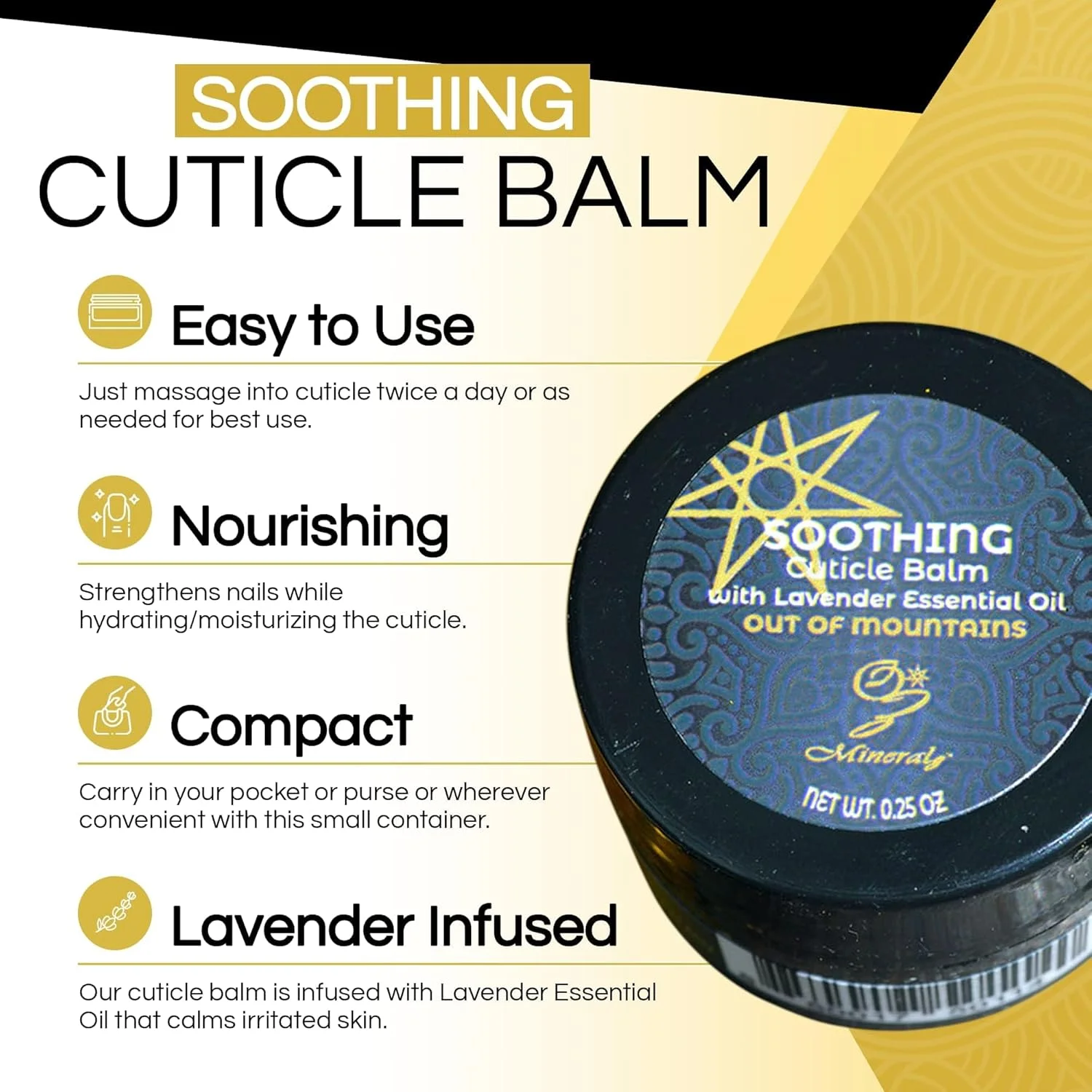 مرهم تسکین دهنده کوتیکول - مراقبت از دست و ناخن، حاوی هالوسیت (خاک رس کائولن)، روغن گل لاواندولا آگوستیفولیا (اسطوخودوس)، 7 گرم