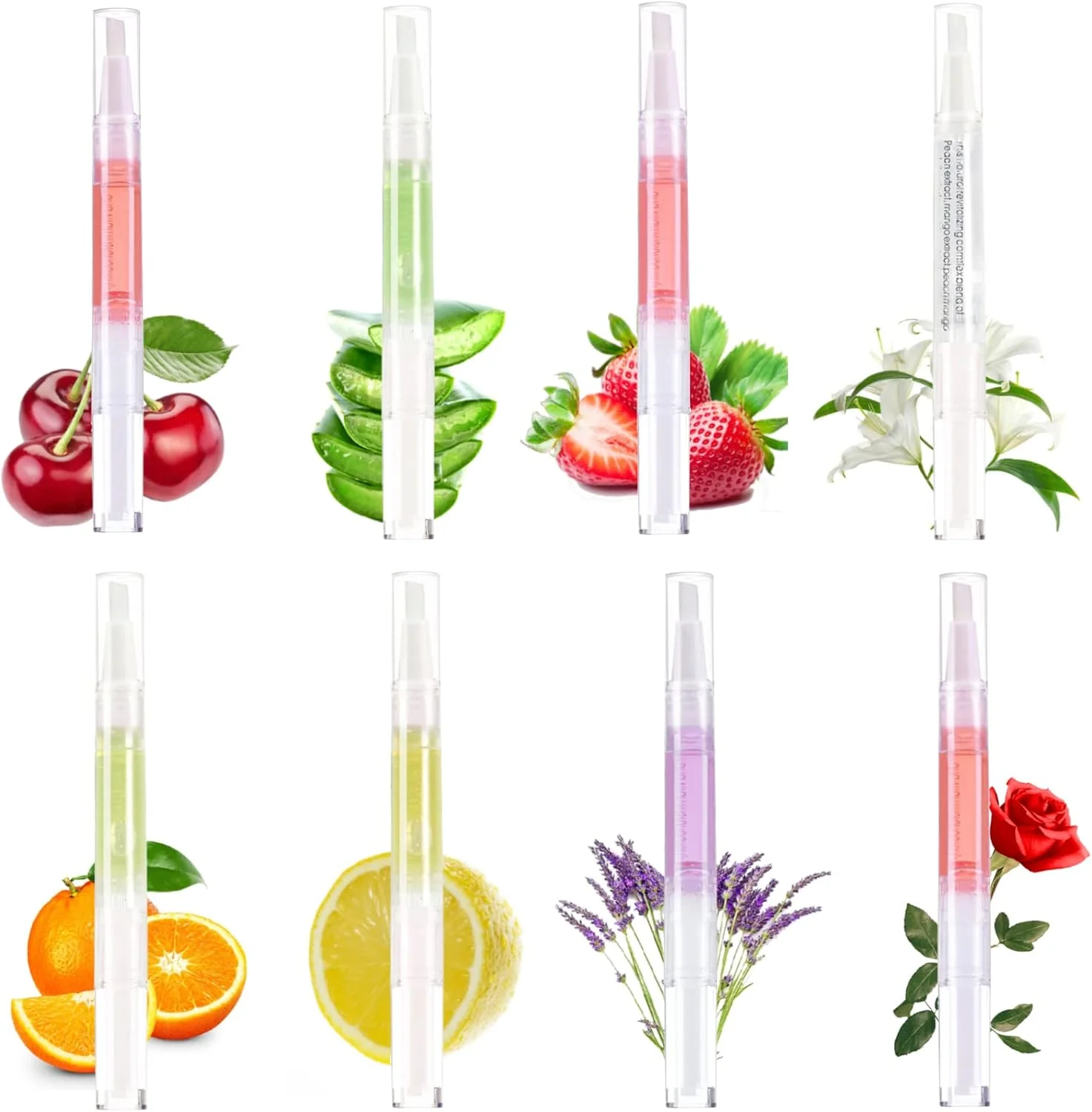 قلم روغن کوتیکول برای مراقبت از ناخن، قلم های روغن مغذی، 8 عدد قلم روغن ناخن با مواد طبیعی، روغن کوتیکول برای ترمیم ترک خوردگی (مخلوط)