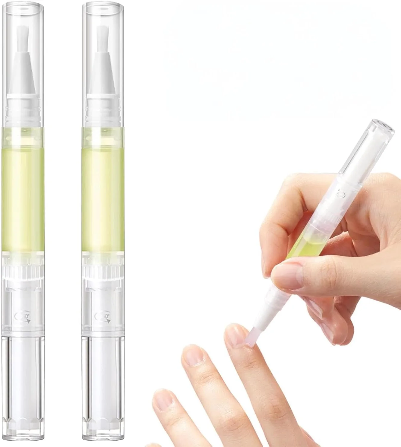 روغن تقویت کننده و درخشان کننده ناخن، روغن کوتیکول برای ناخن، مرطوب کننده و تقویت کننده، قلم تغذیه کننده مانیکور لبه انگشت، از بین برنده پوستک (لیمو) - 2 عدد