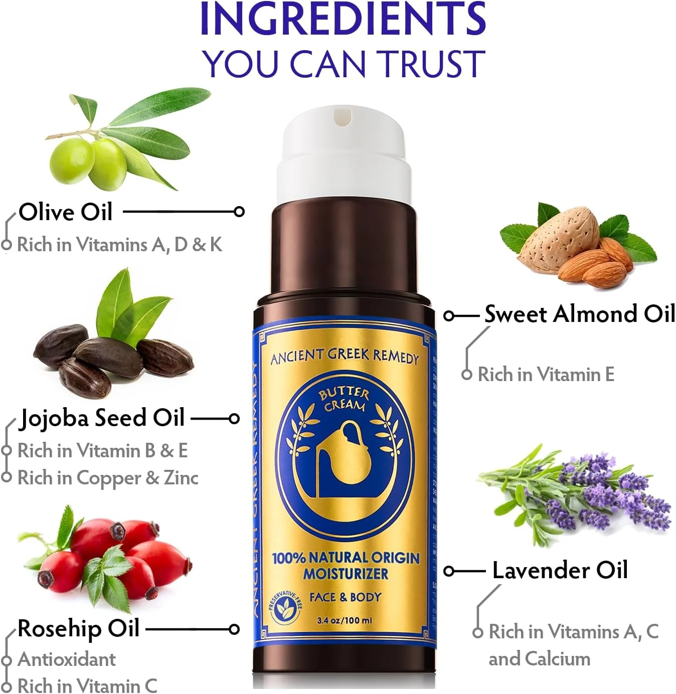 کرم کره بدن و صورت ارگانیک ضد پیری برای پوست خشک، مو، دست، کوتیکول، ناخن. ساخته شده از بادام، زیتون، جوجوبا ویتامین E، روغن اسطوخودوس. مرطوب کننده روز و شب برای زنان و مردان